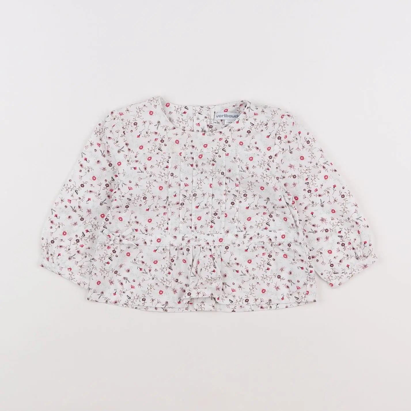 Vertbaudet - blouse blanc, rose - 9 mois
