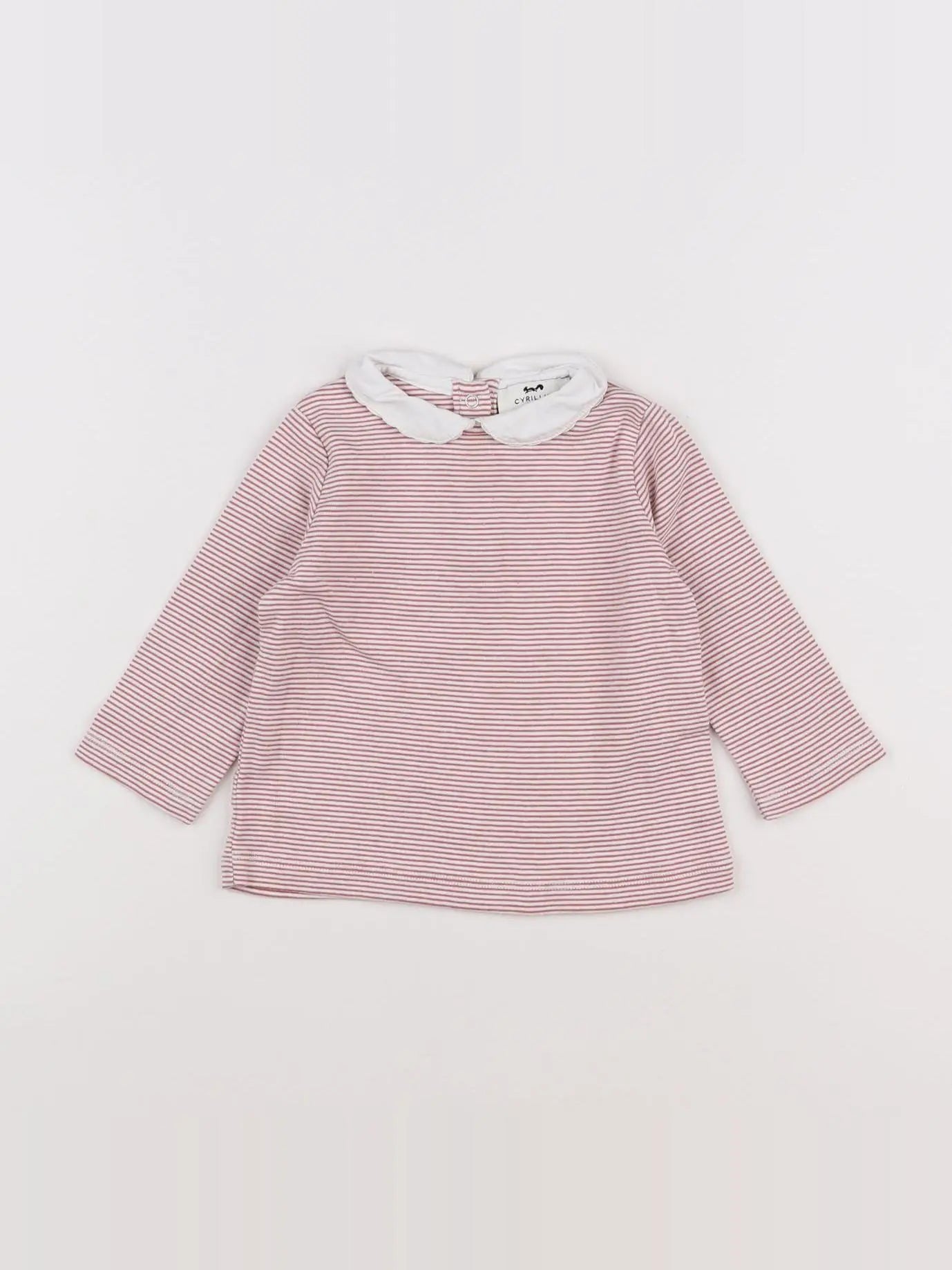 Cyrillus - tee-shirt blanc, rose - 12 mois