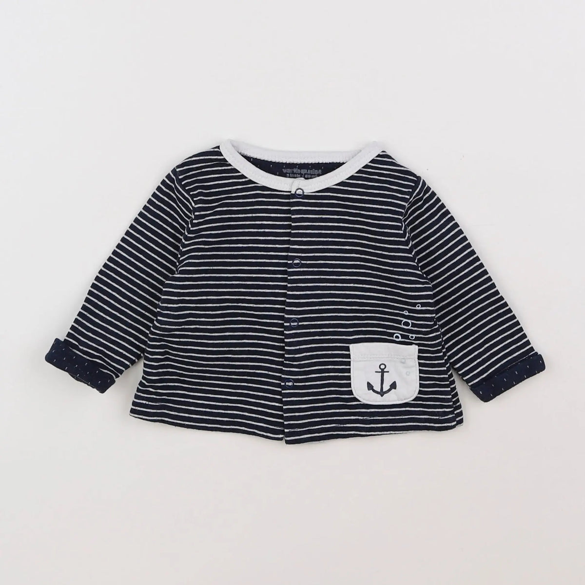 Vertbaudet - tee-shirt bleu, blanc - 3 mois