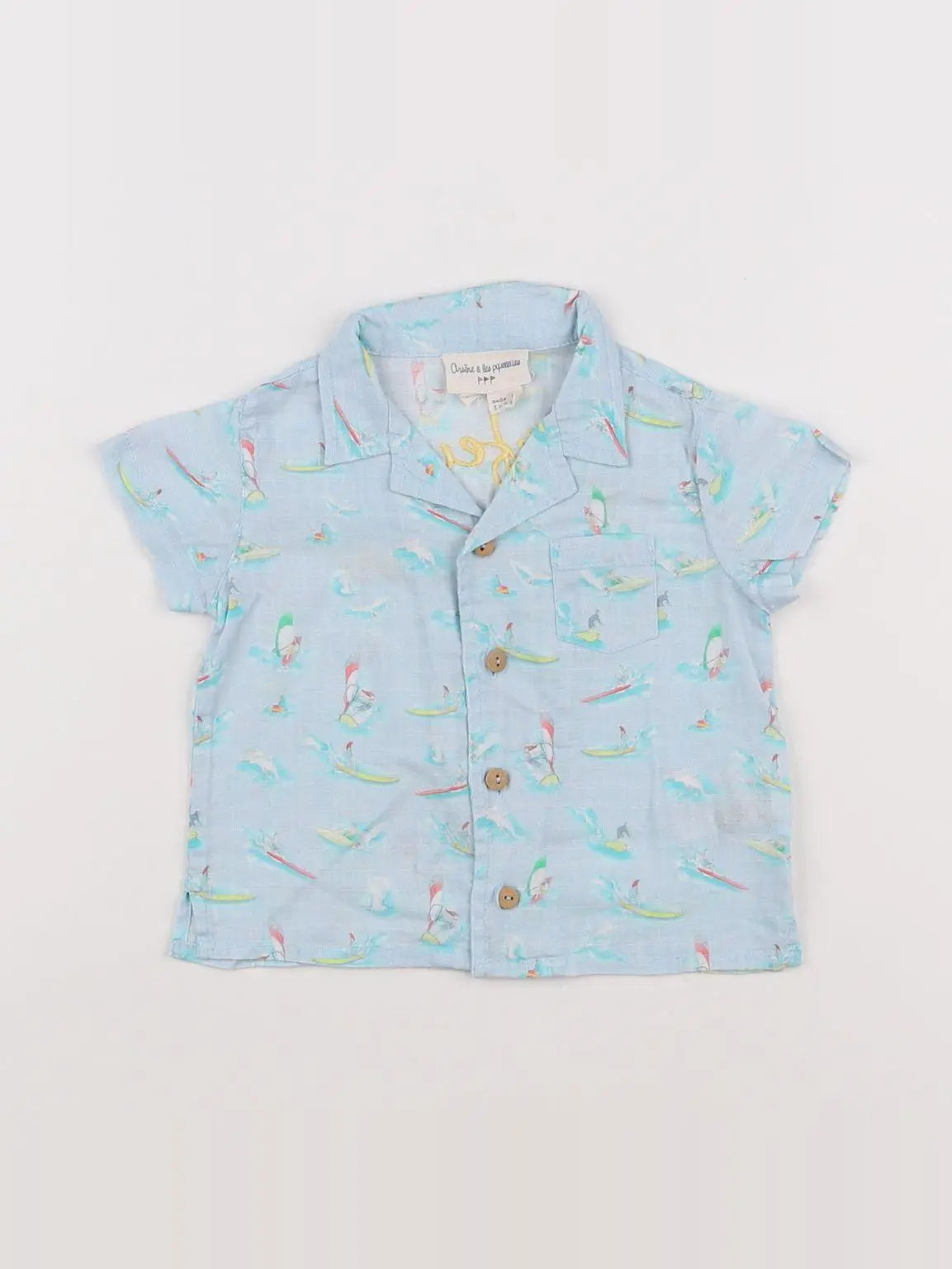 Arsène et les pipelettes - chemise multicolore - 12 mois