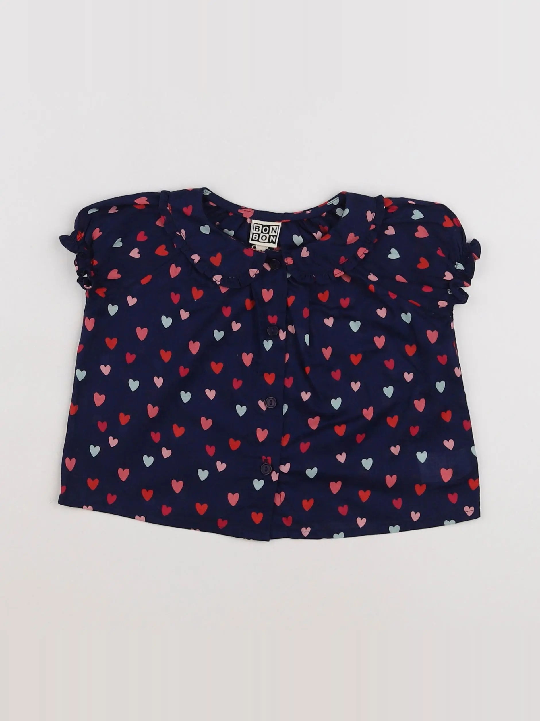 Bonton - blouse bleu, rose - 6 mois