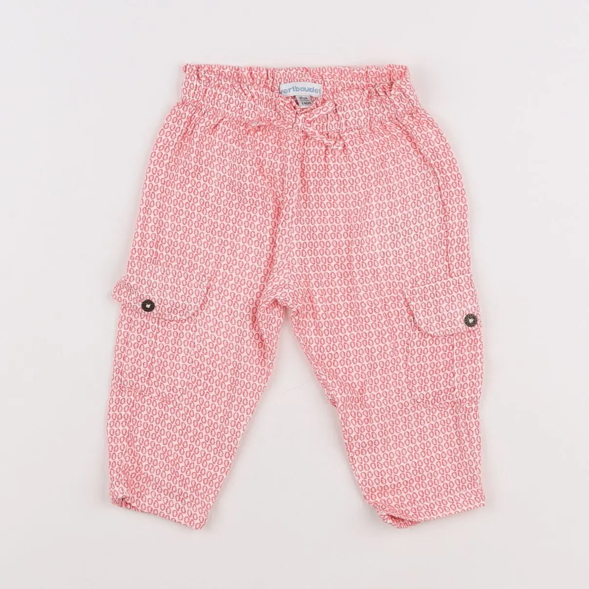 Vertbaudet - pantalon blanc, rose - 6 mois