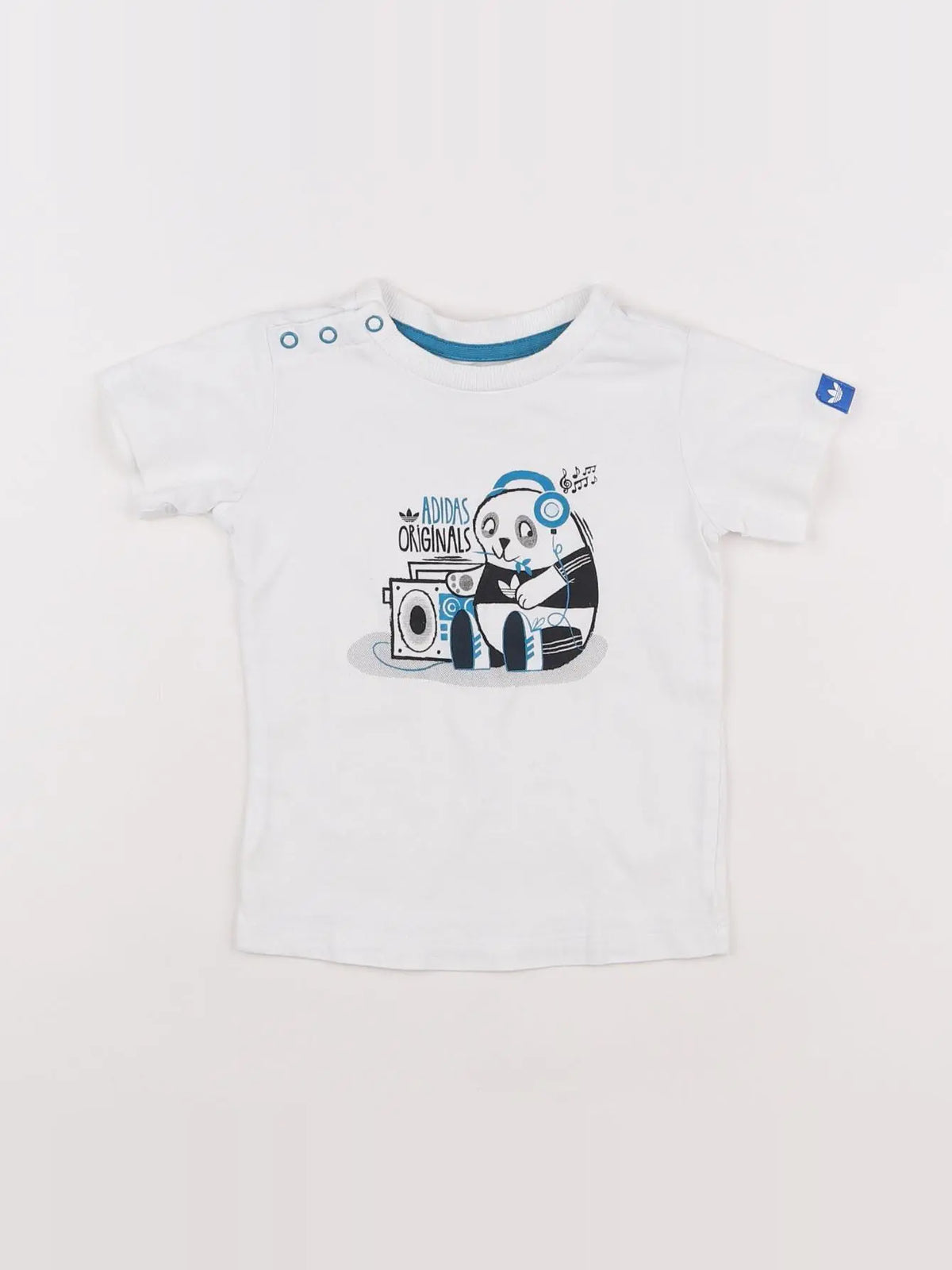 Adidas - tee-shirt blanc, bleu - 9/12 mois
