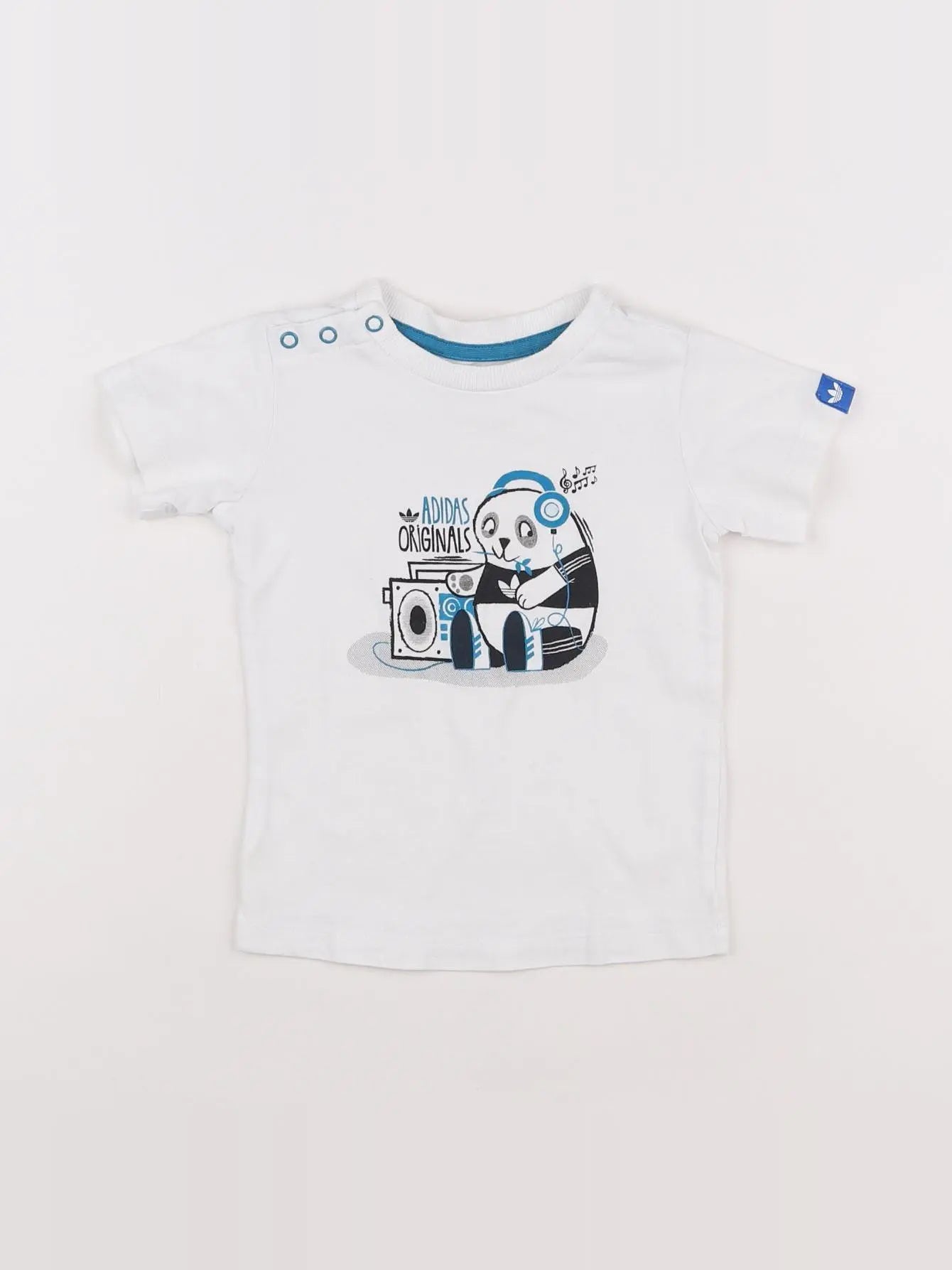 Adidas - tee-shirt blanc, bleu - 9/12 mois