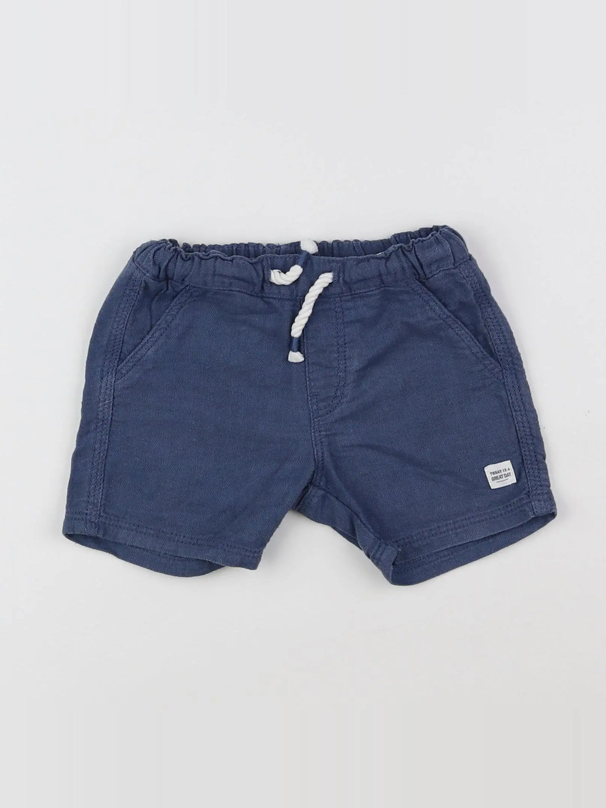 H&M - short bleu - 6/9 mois