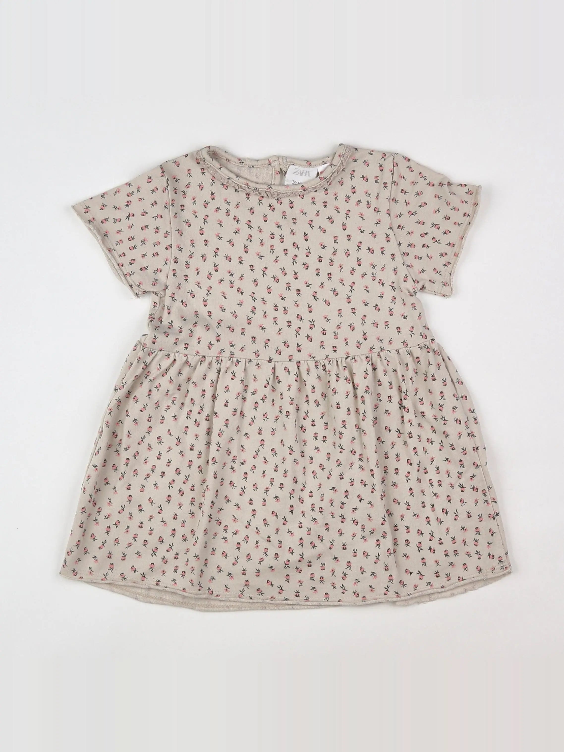 Zara - robe beige, rose - 12 mois