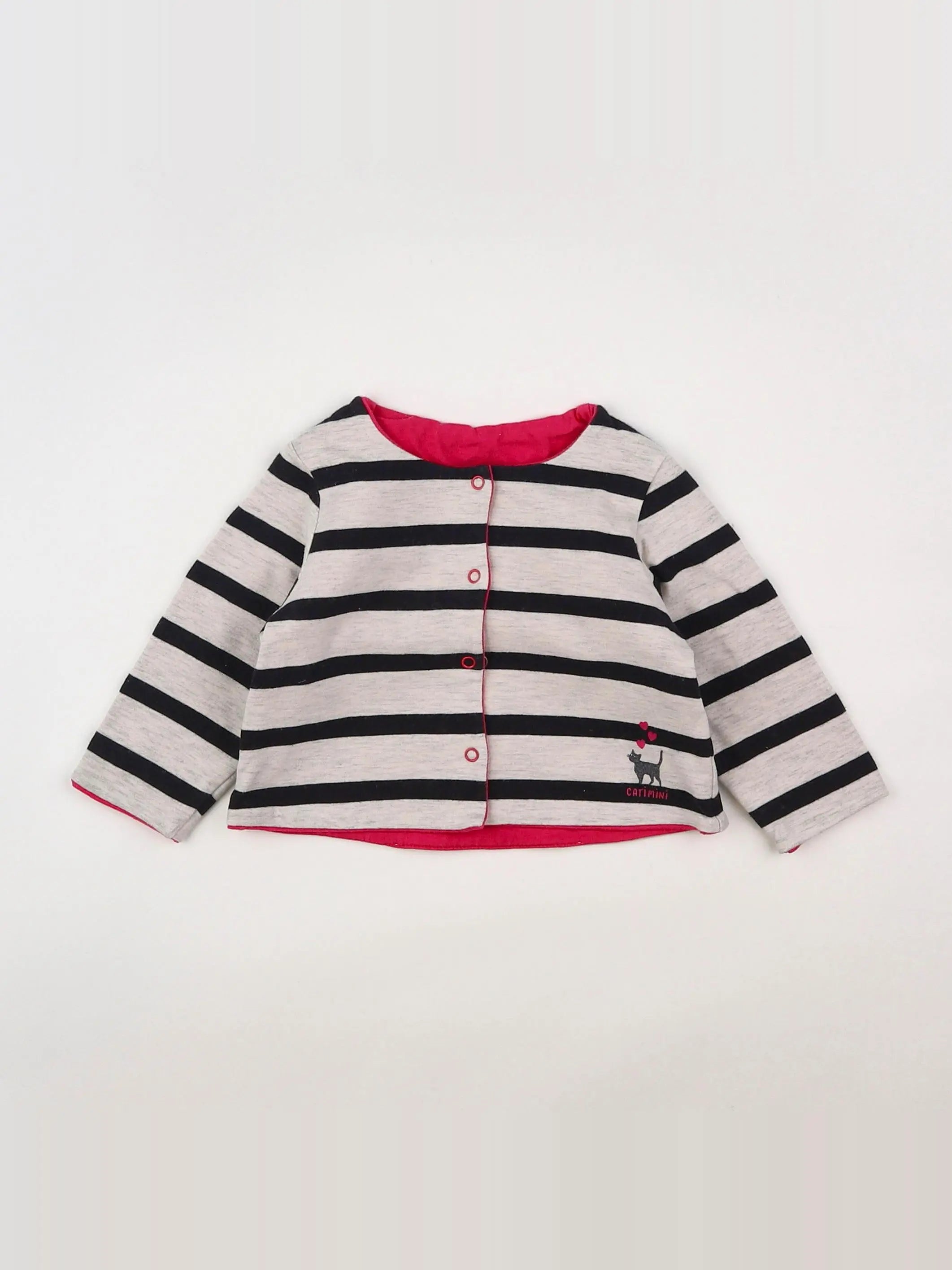 Catimini - sweat réversible blanc, noir - 3 mois