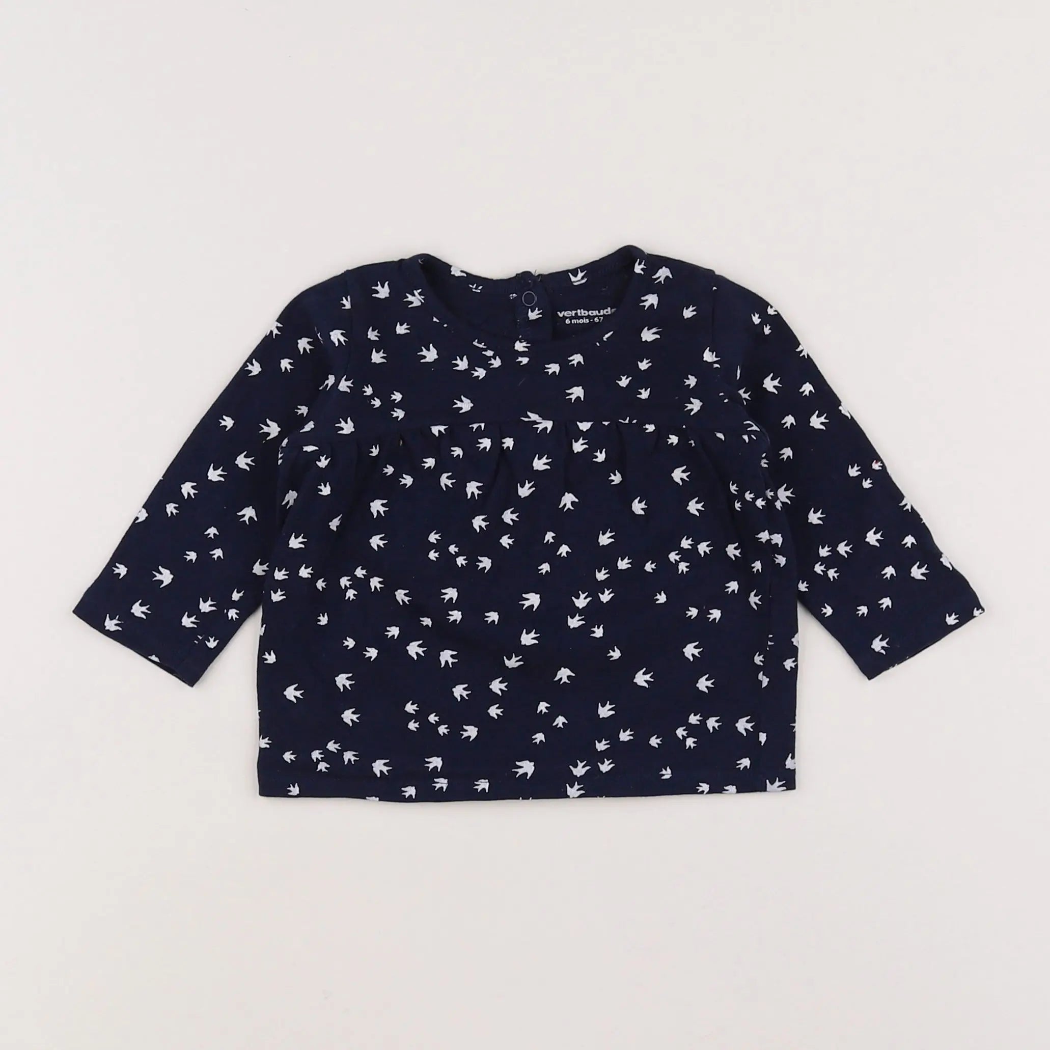Vertbaudet - tee-shirt bleu, blanc - 6 mois