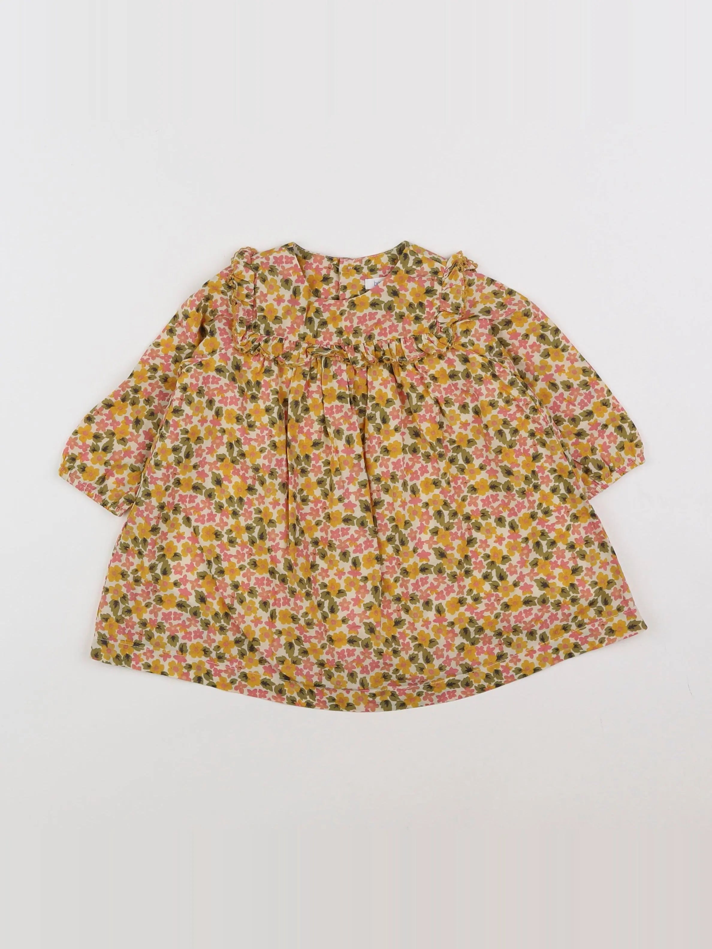 Boutchou - robe jaune, rose, vert - 6 mois
