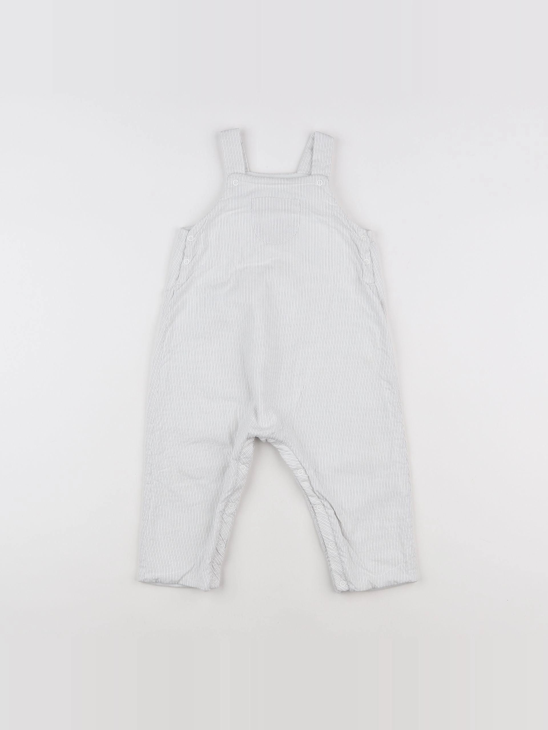 Petit Bateau - salopette blanc, gris - 12 mois