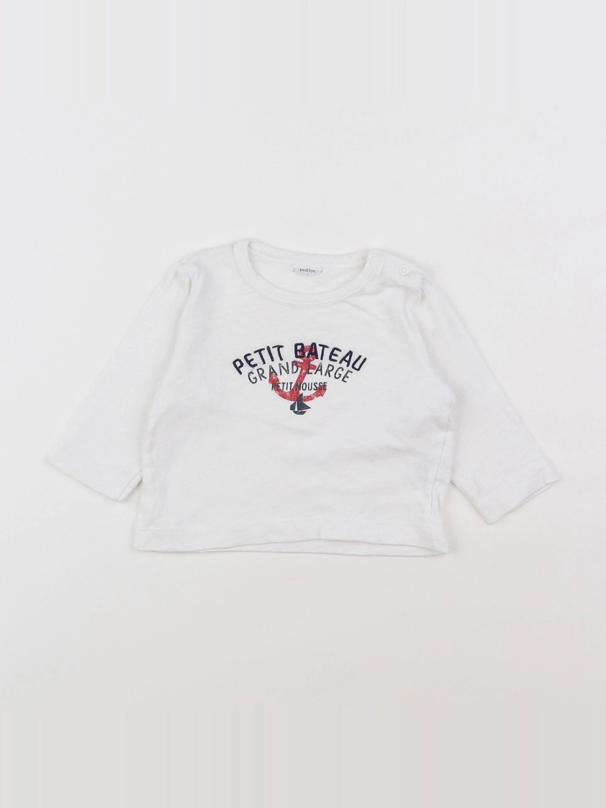 Petit Bateau - maillot de corps blanc - 6 mois