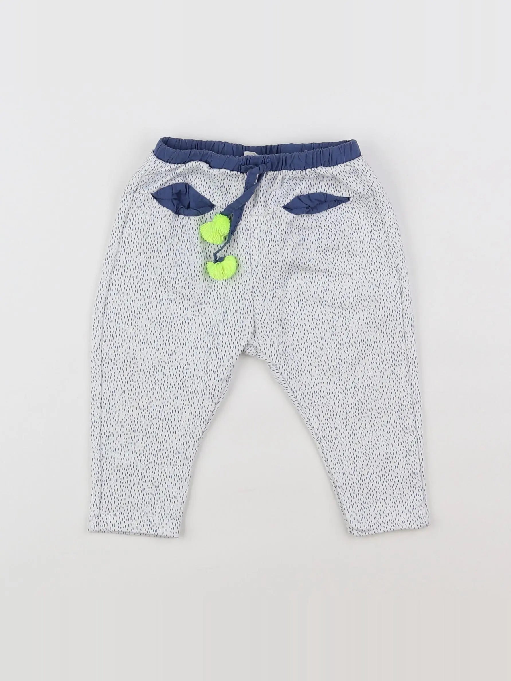 Zara - pantalon blanc, bleu - 6/9 mois