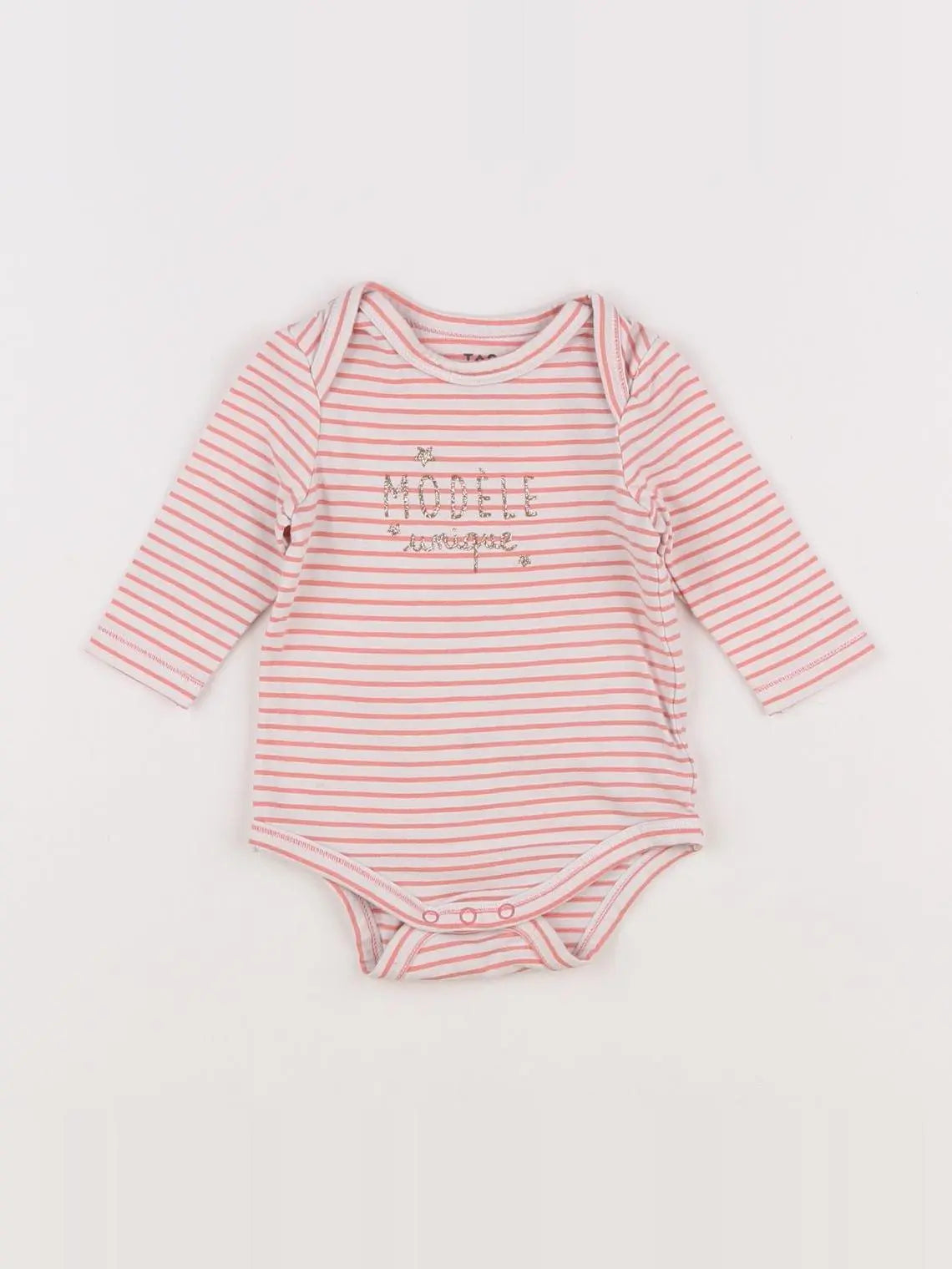 Tape à l'oeil - body blanc, rose - 3 mois