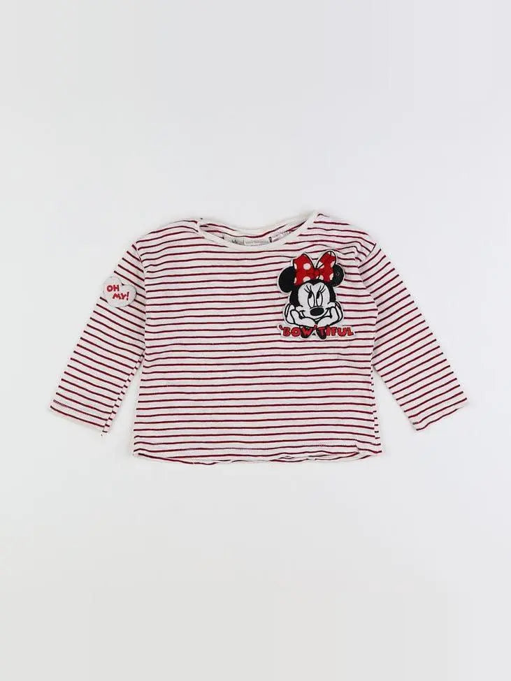 Zara - tee-shirt blanc, rouge - 9/12 mois