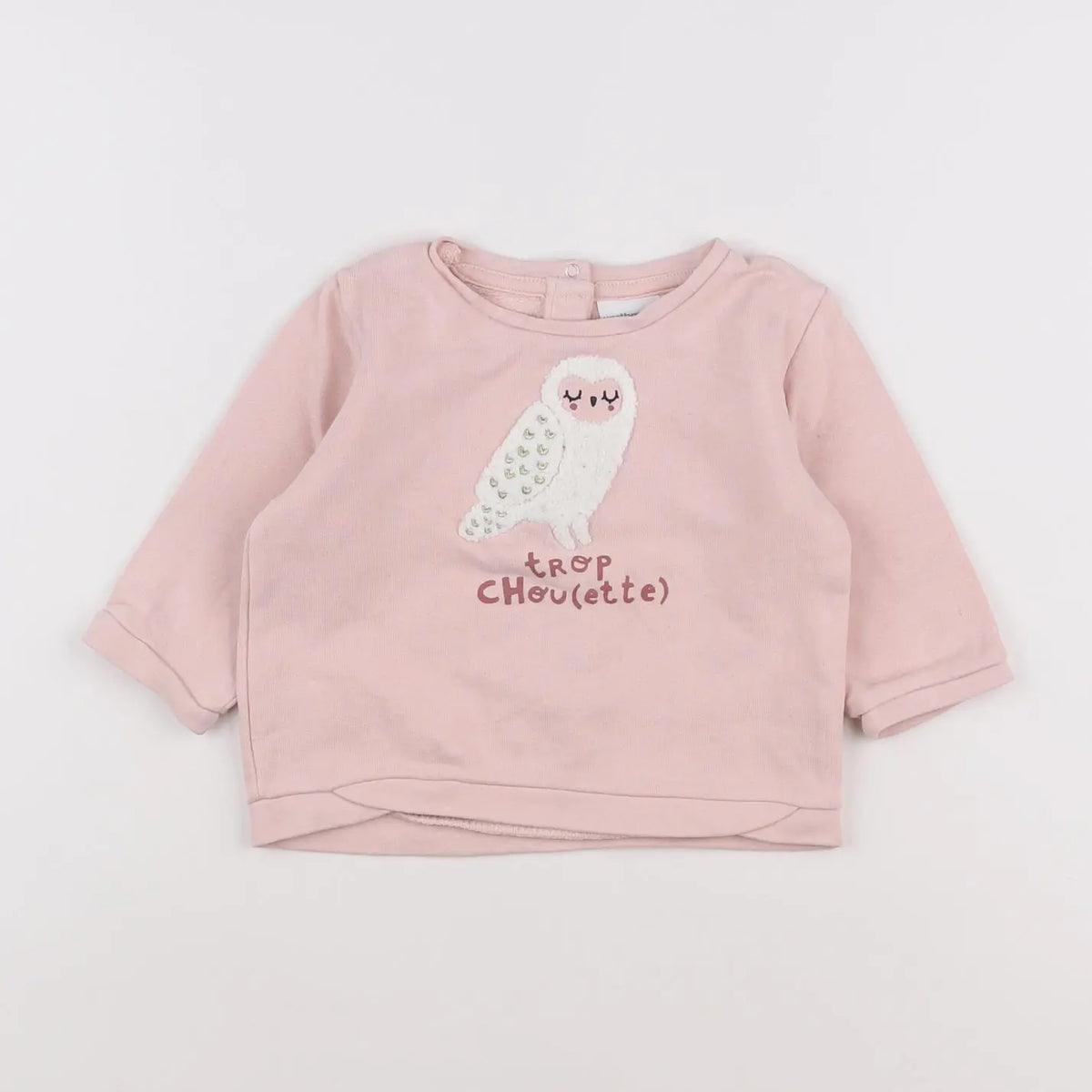 Vertbaudet - sweat rose - 12 mois