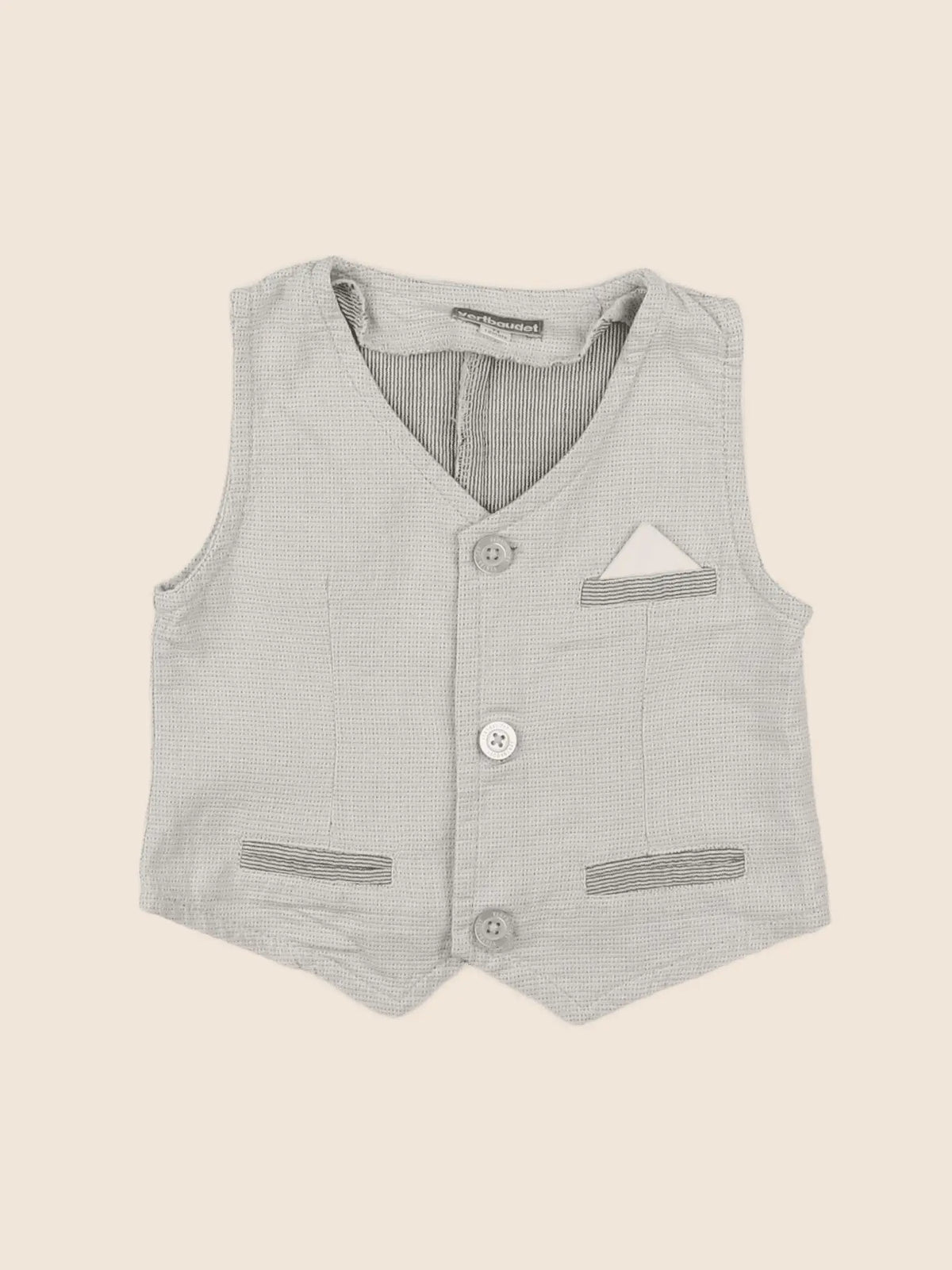 Vertbaudet - gilet beige - 12 mois