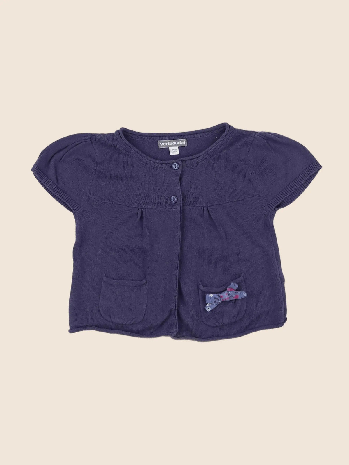 Vertbaudet - gilet violet - 12 mois