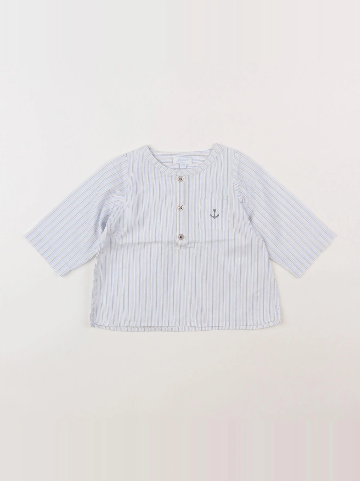 Jacadi - chemise blanc, bleu - 6 mois
