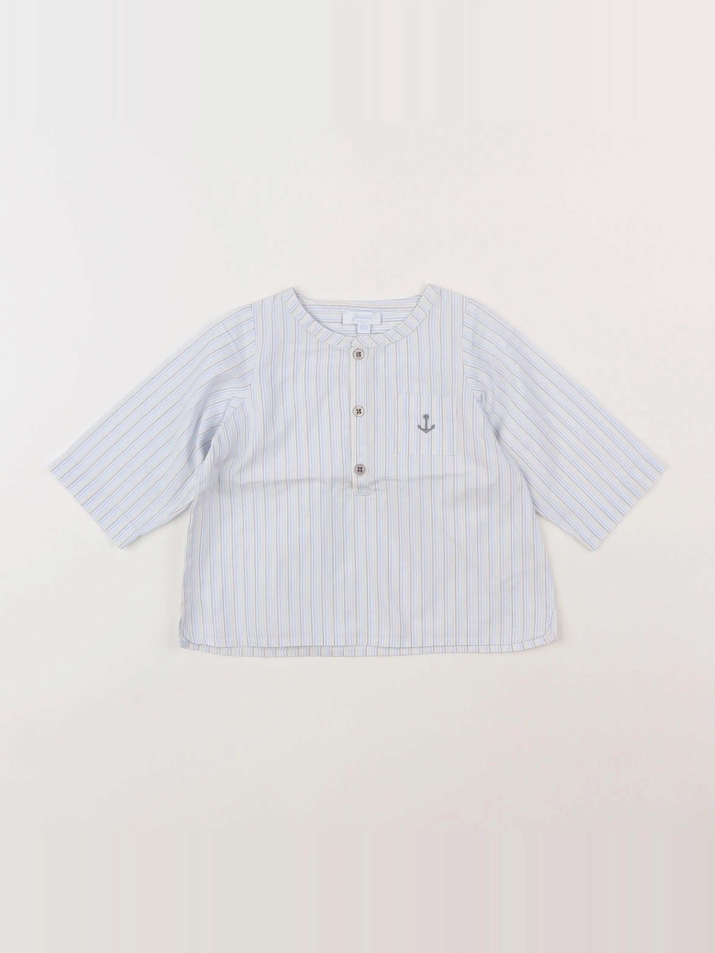Jacadi - chemise blanc, bleu - 6 mois