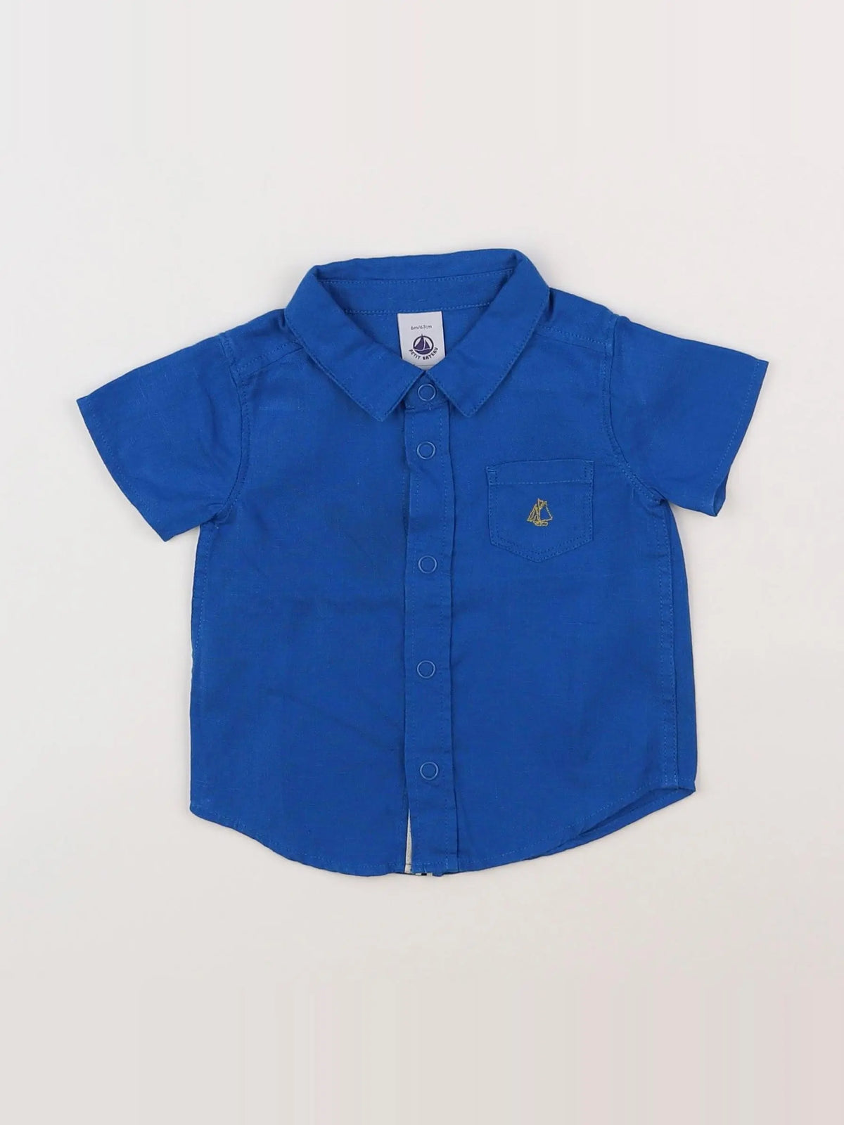Petit Bateau - chemise bleu - 6 mois