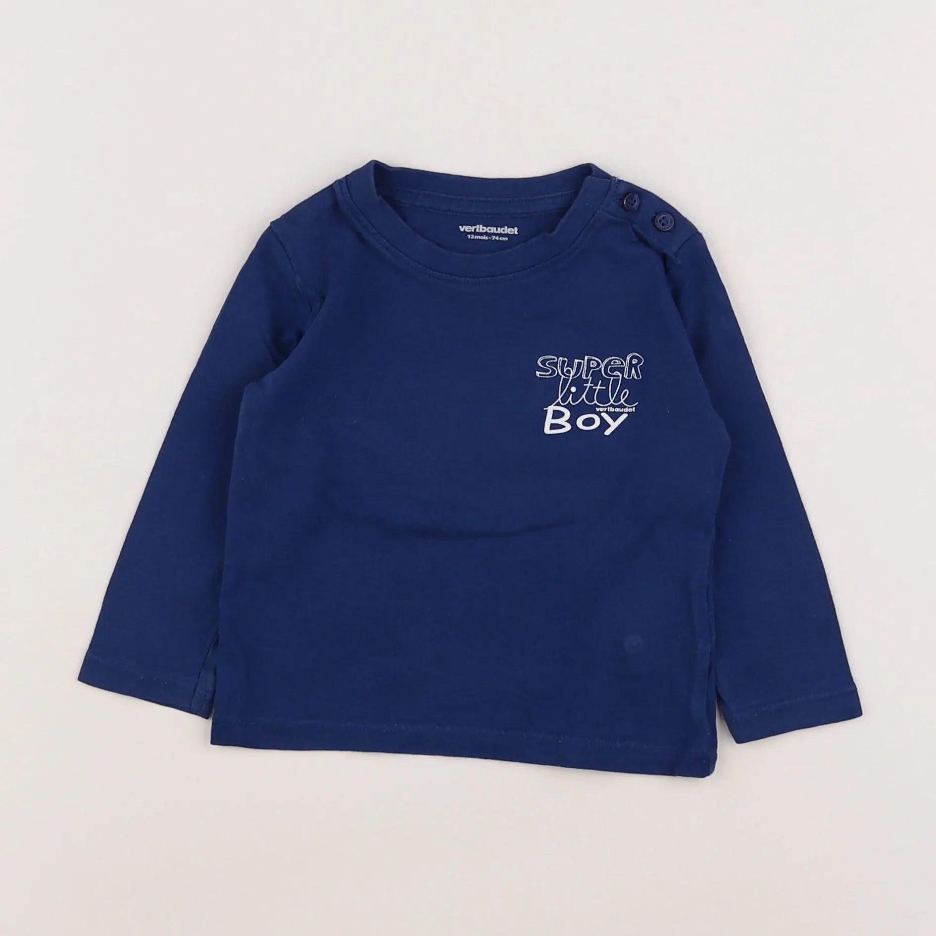 Vertbaudet - tee-shirt bleu - 12 mois