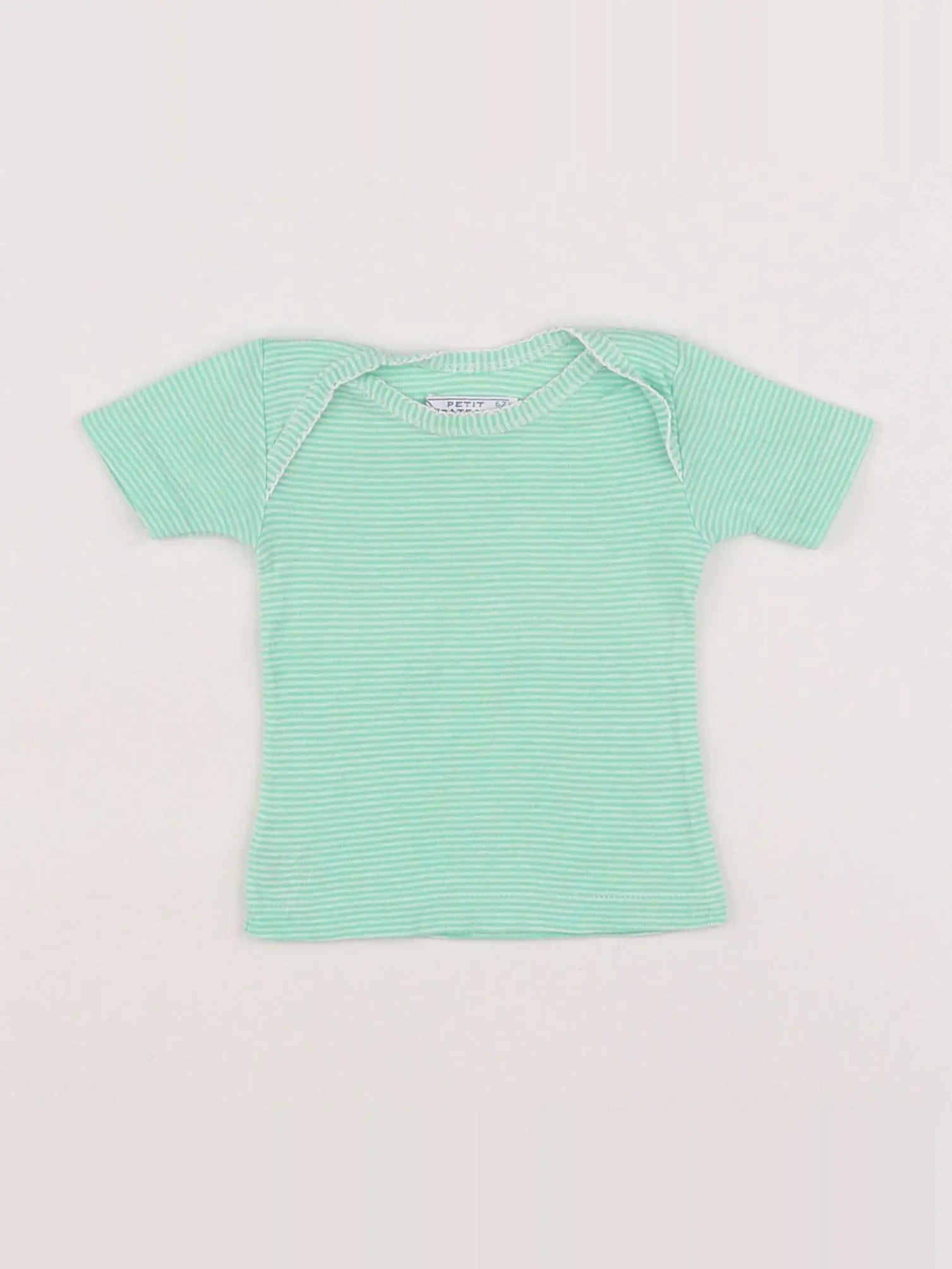 Petit Bateau - maillot de corps blanc, vert - 6 mois