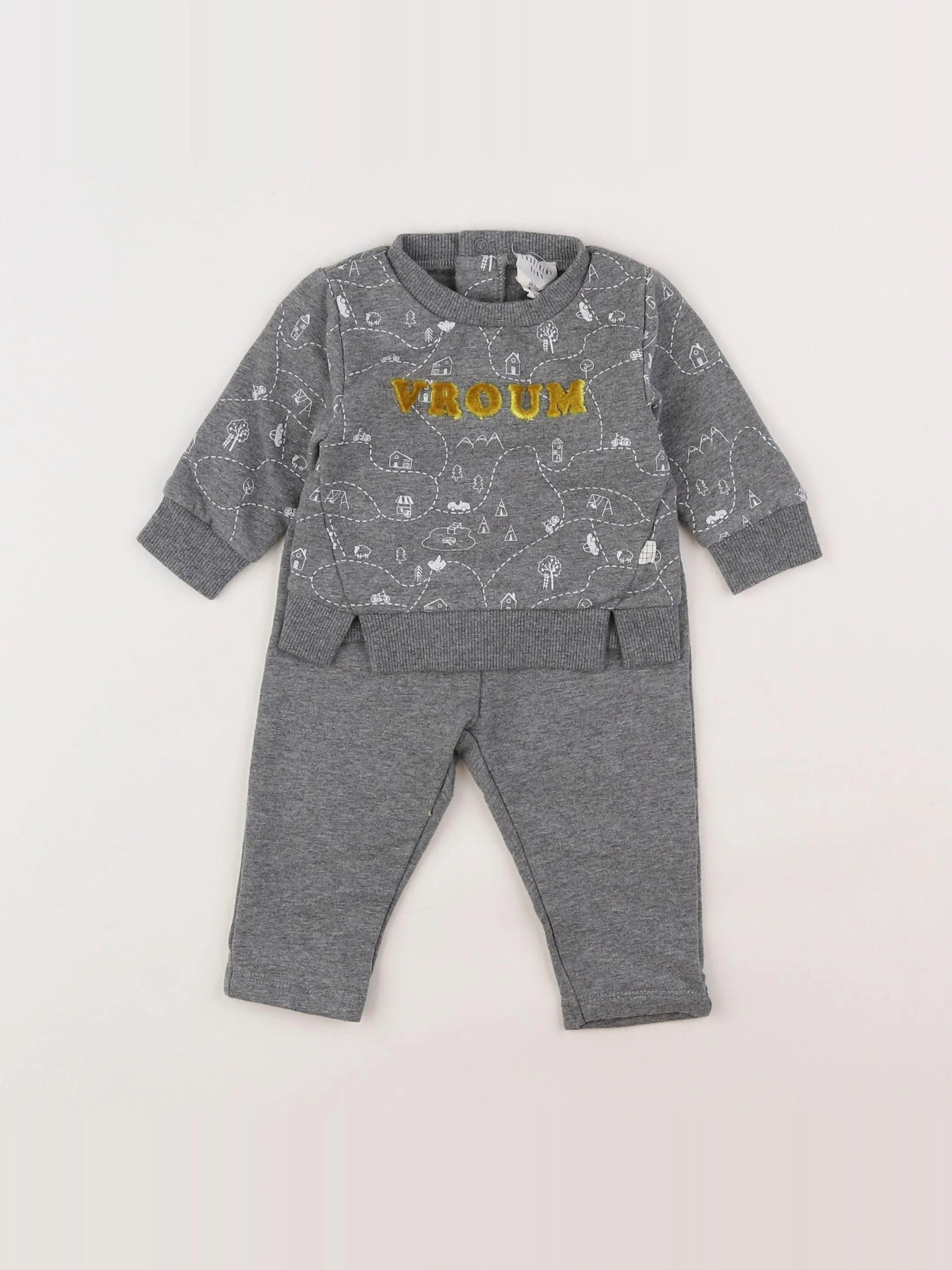 Carrément Beau - ensemble gris - 3 mois