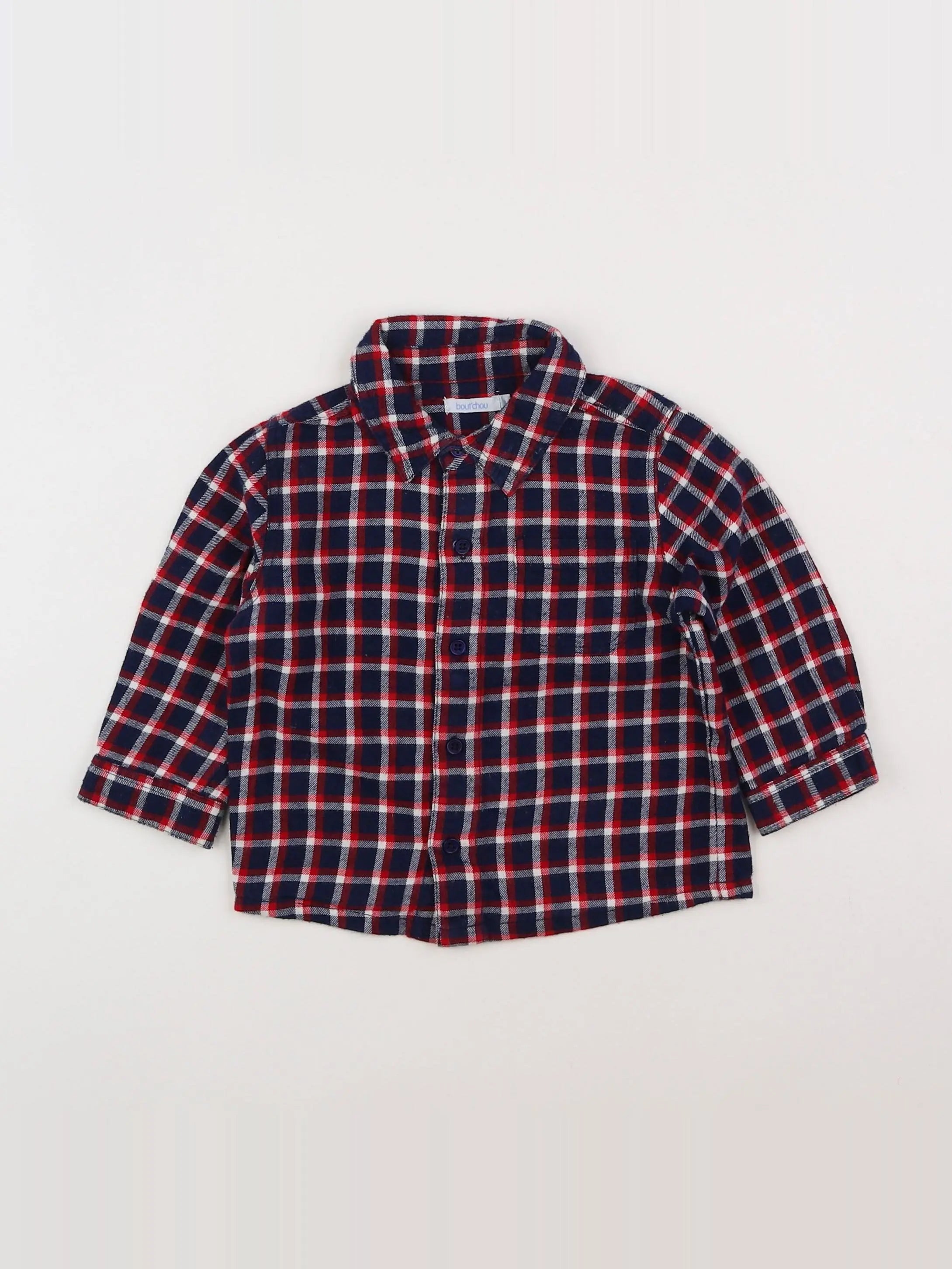 Boutchou - chemise rouge, bleu - 12 mois