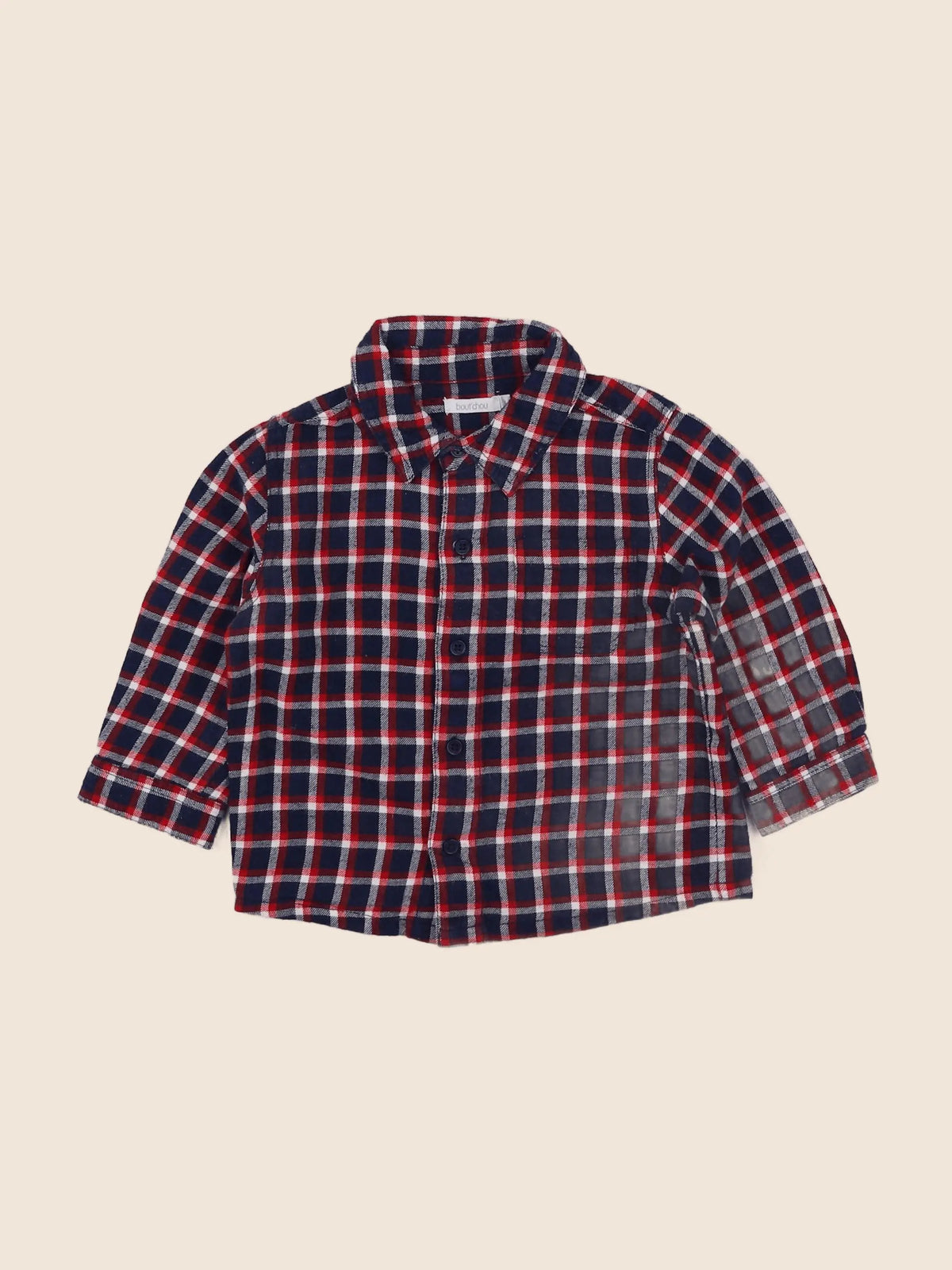 Boutchou - chemise rouge, bleu - 12 mois