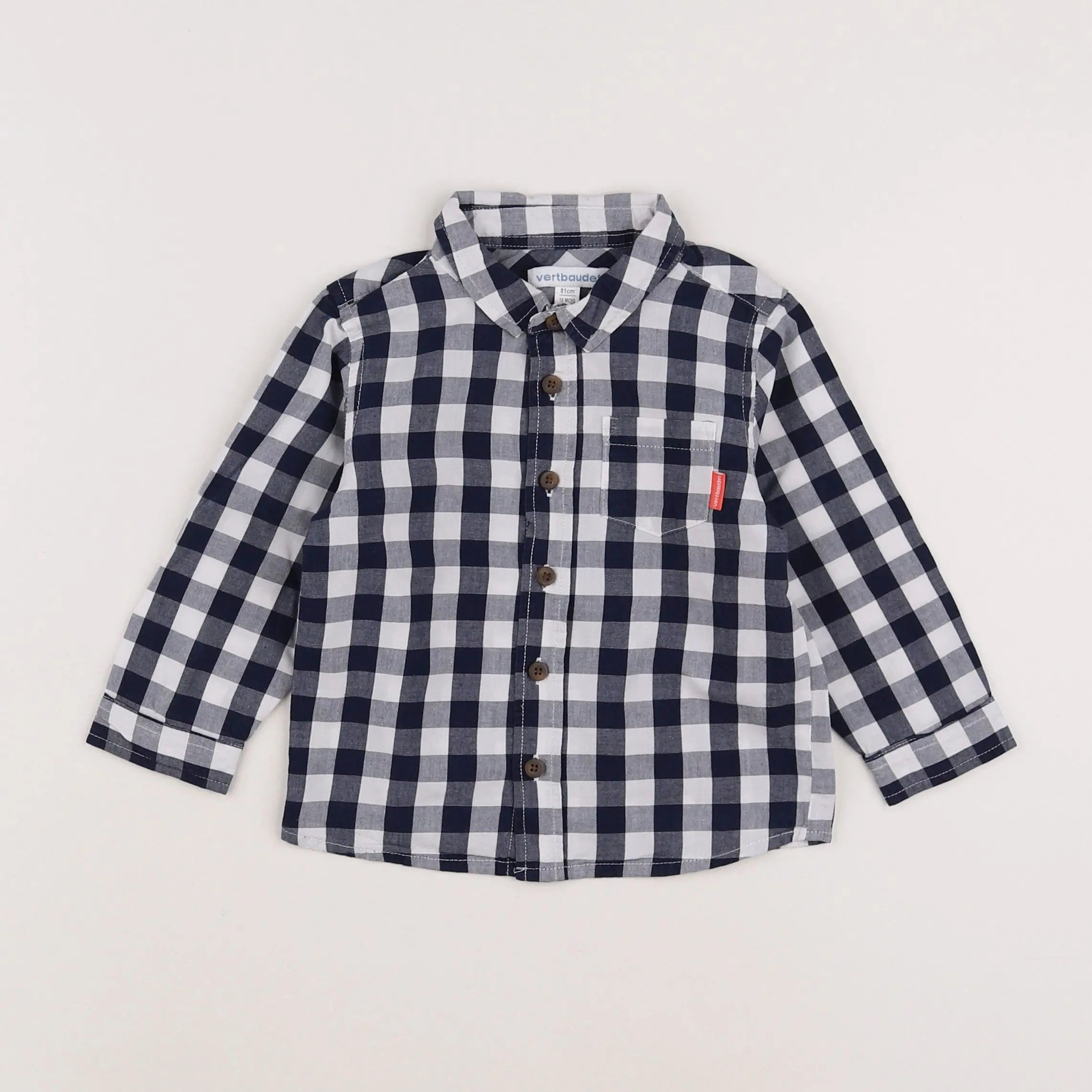 Vertbaudet - chemise blanc, bleu - 18 mois