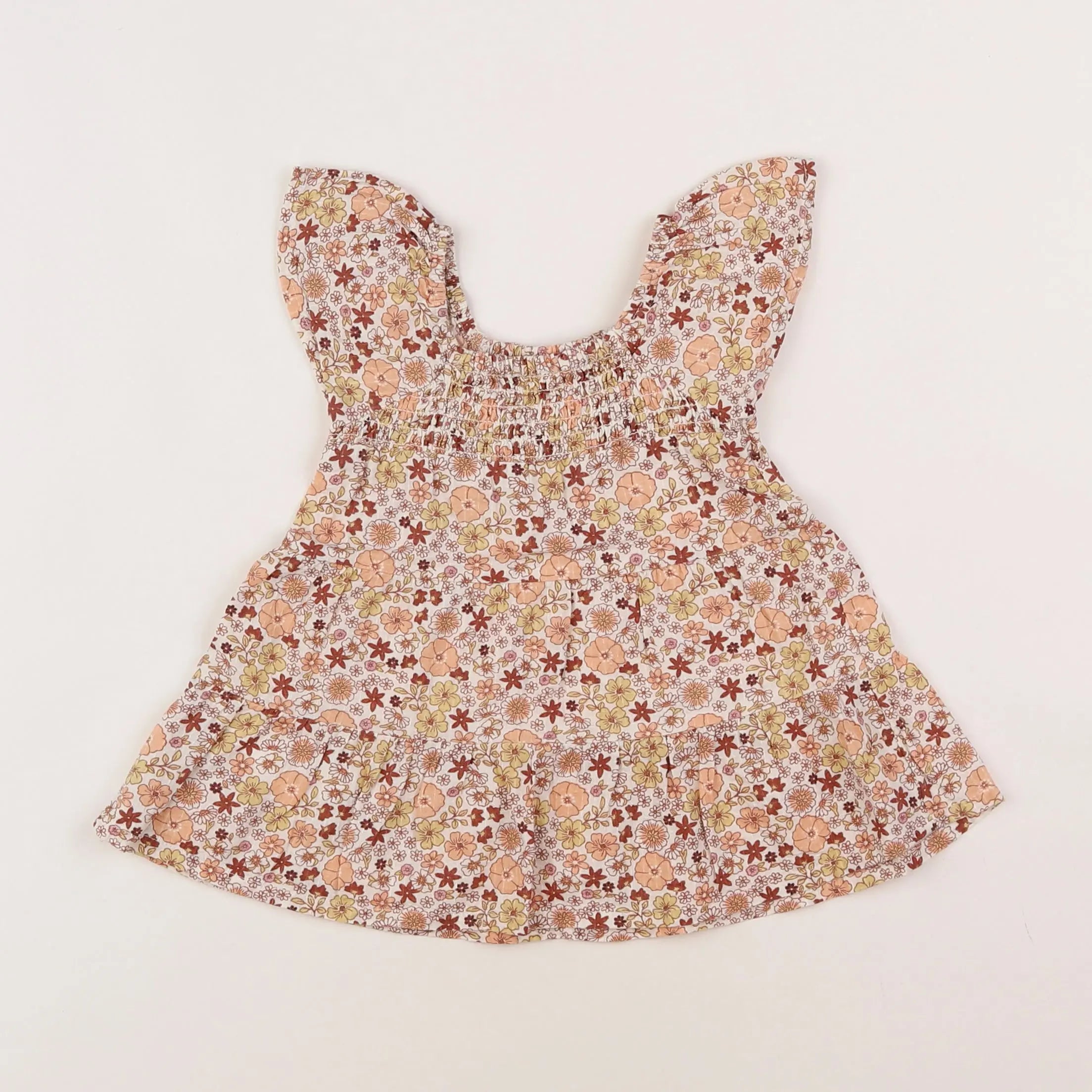 Vertbaudet - robe rose, marron - 6 mois