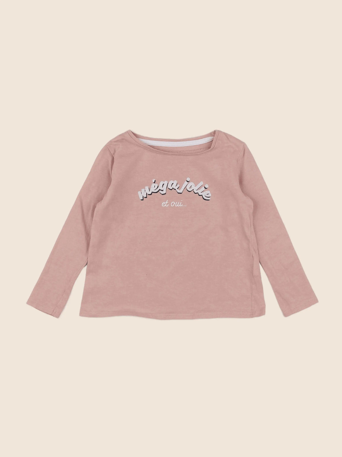 Vertbaudet - tee-shirt argent, rose - 2 ans