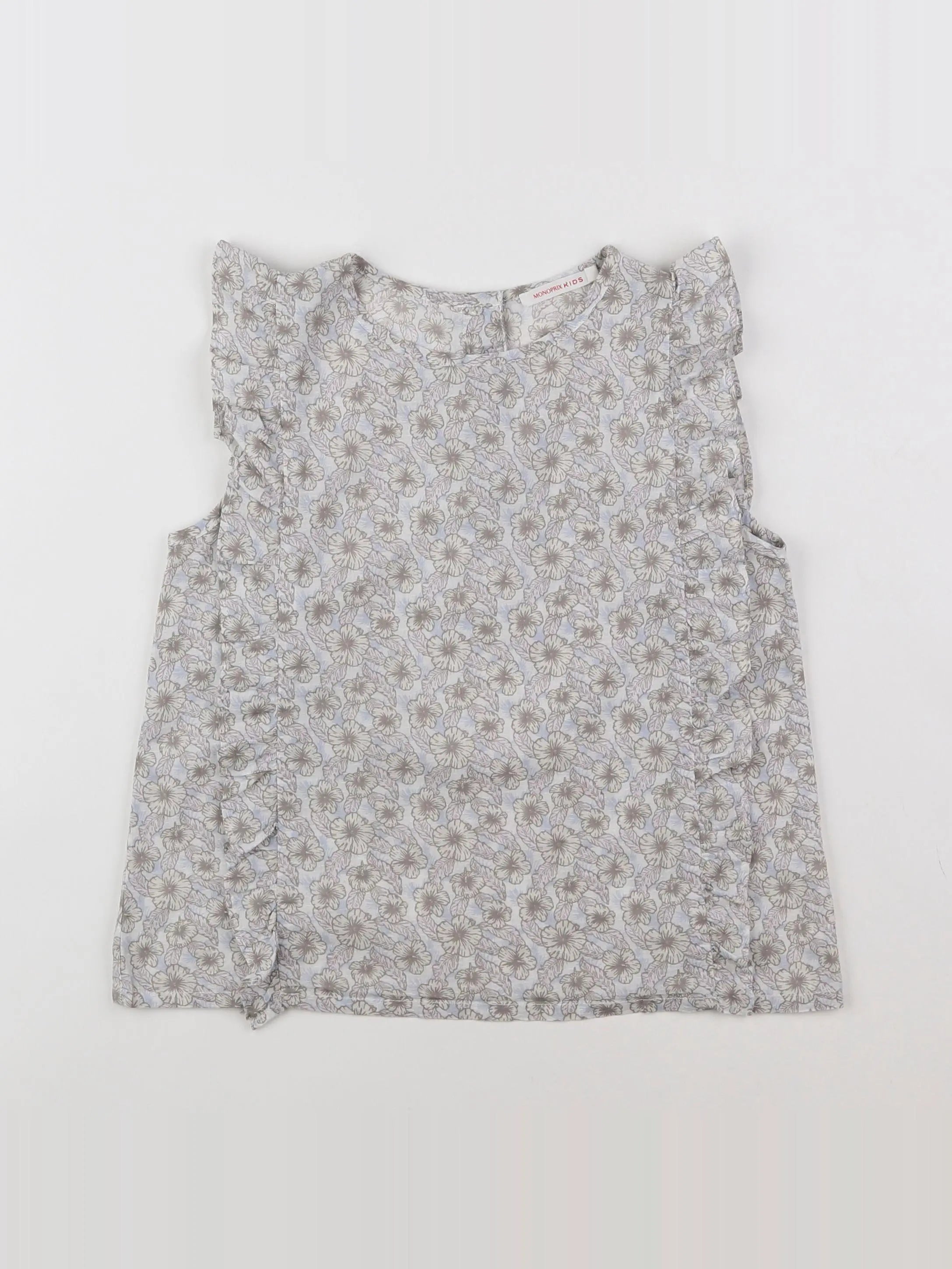 Monoprix - blouse bleu, beige - 8 ans
