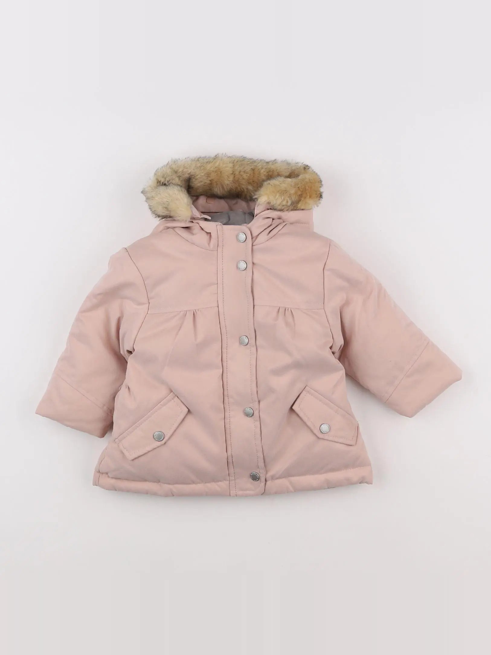 Vertbaudet - manteau doublure amovible rose - 12 mois
