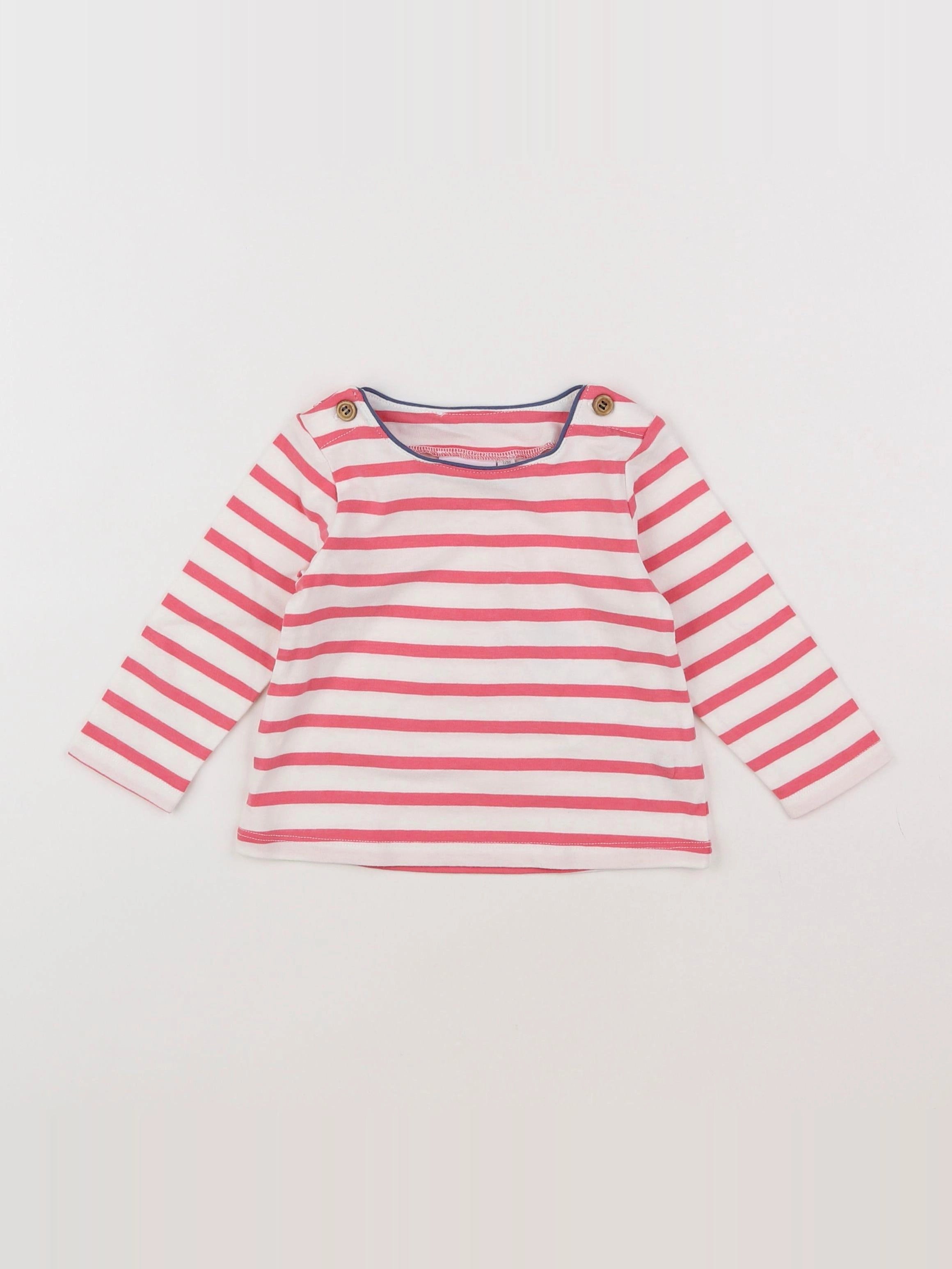 Noukie's - tee-shirt blanc, rose - 12 mois