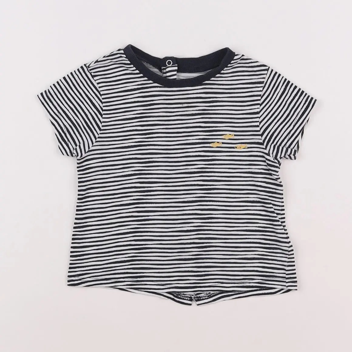 Vertbaudet - tee-shirt blanc, gris - 9 mois