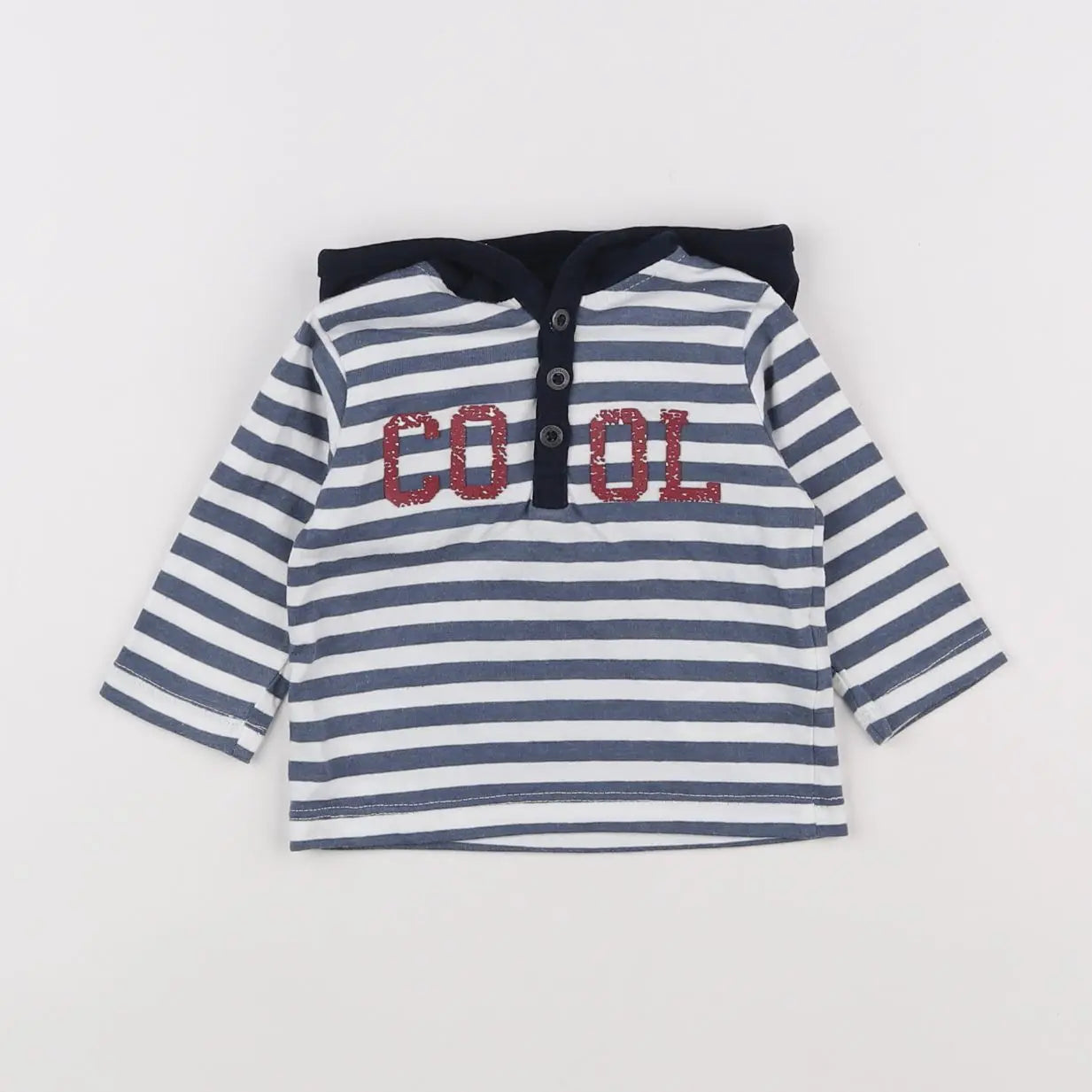 Vertbaudet - sweat bleu, blanc - 3 mois