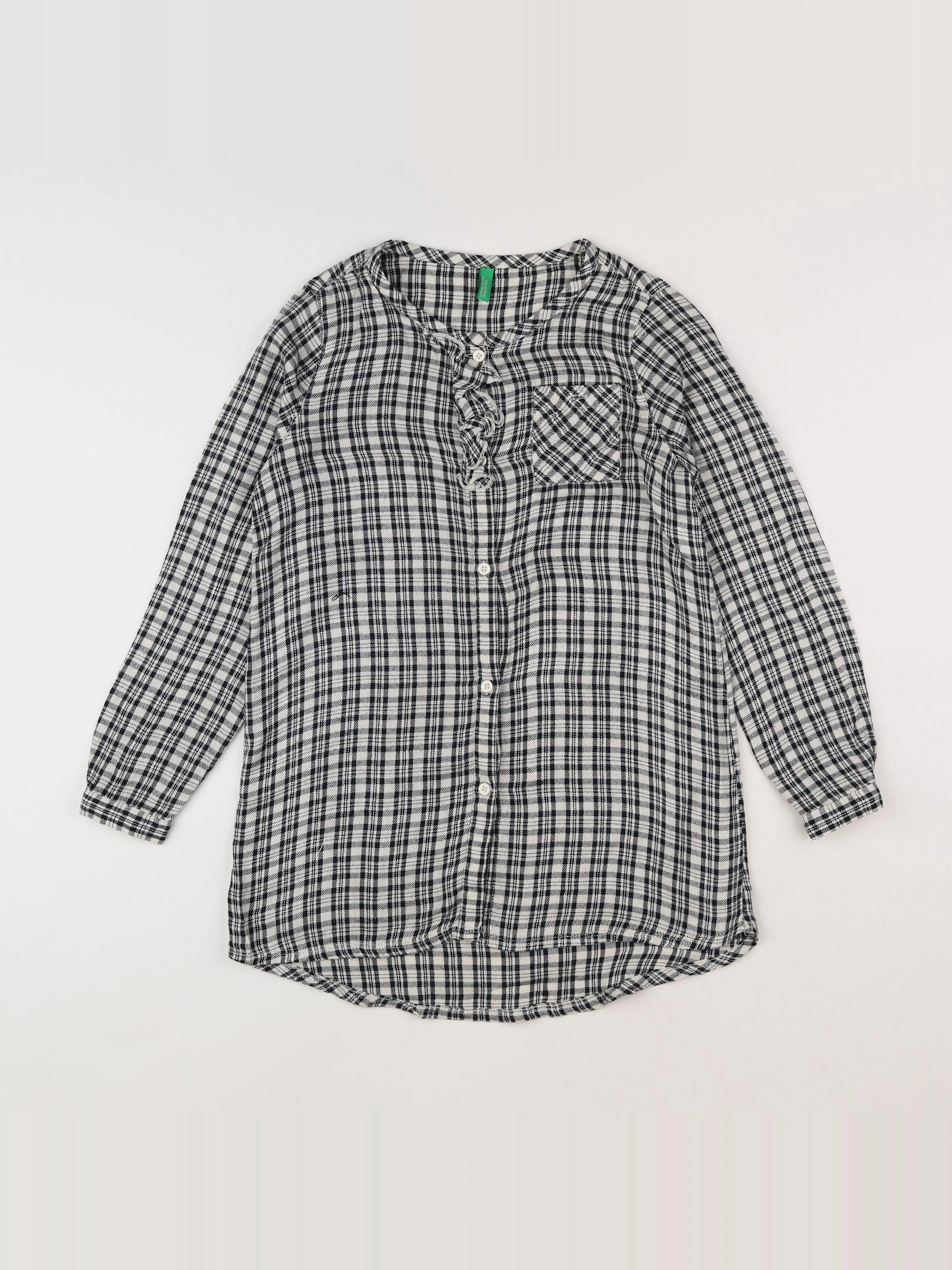 Benetton - robe blanc, bleu - 7/8 ans