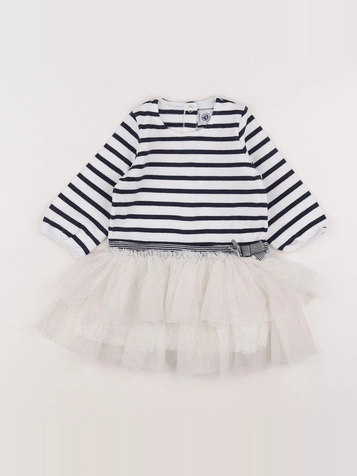 Petit Bateau - robe blanc, bleu - 12 mois