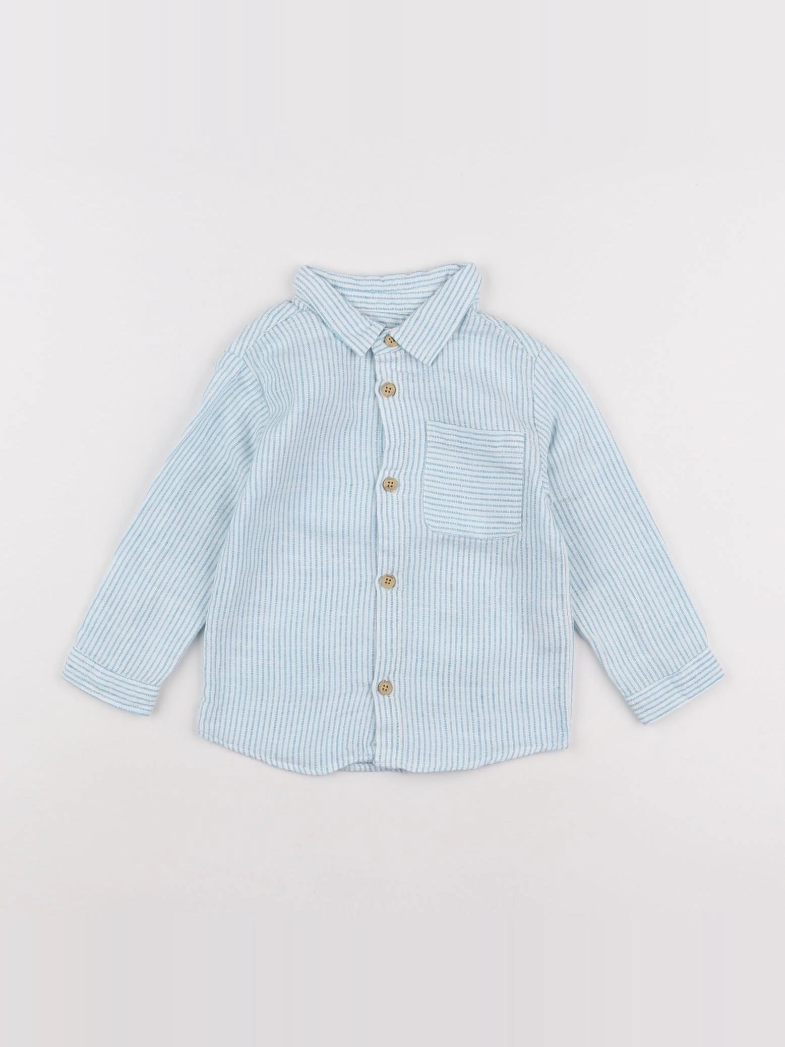 Zara - chemise blanc, bleu - 12/18 mois