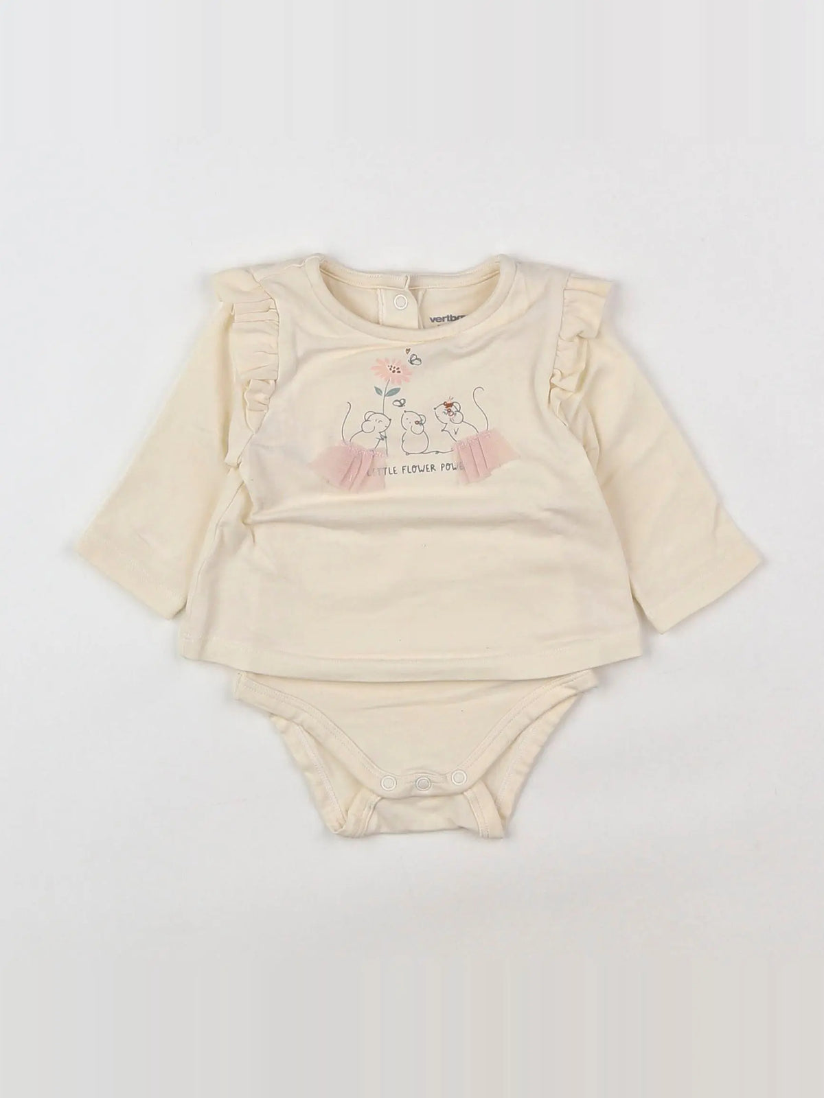 Vertbaudet - body tee-shirt beige - 1 mois
