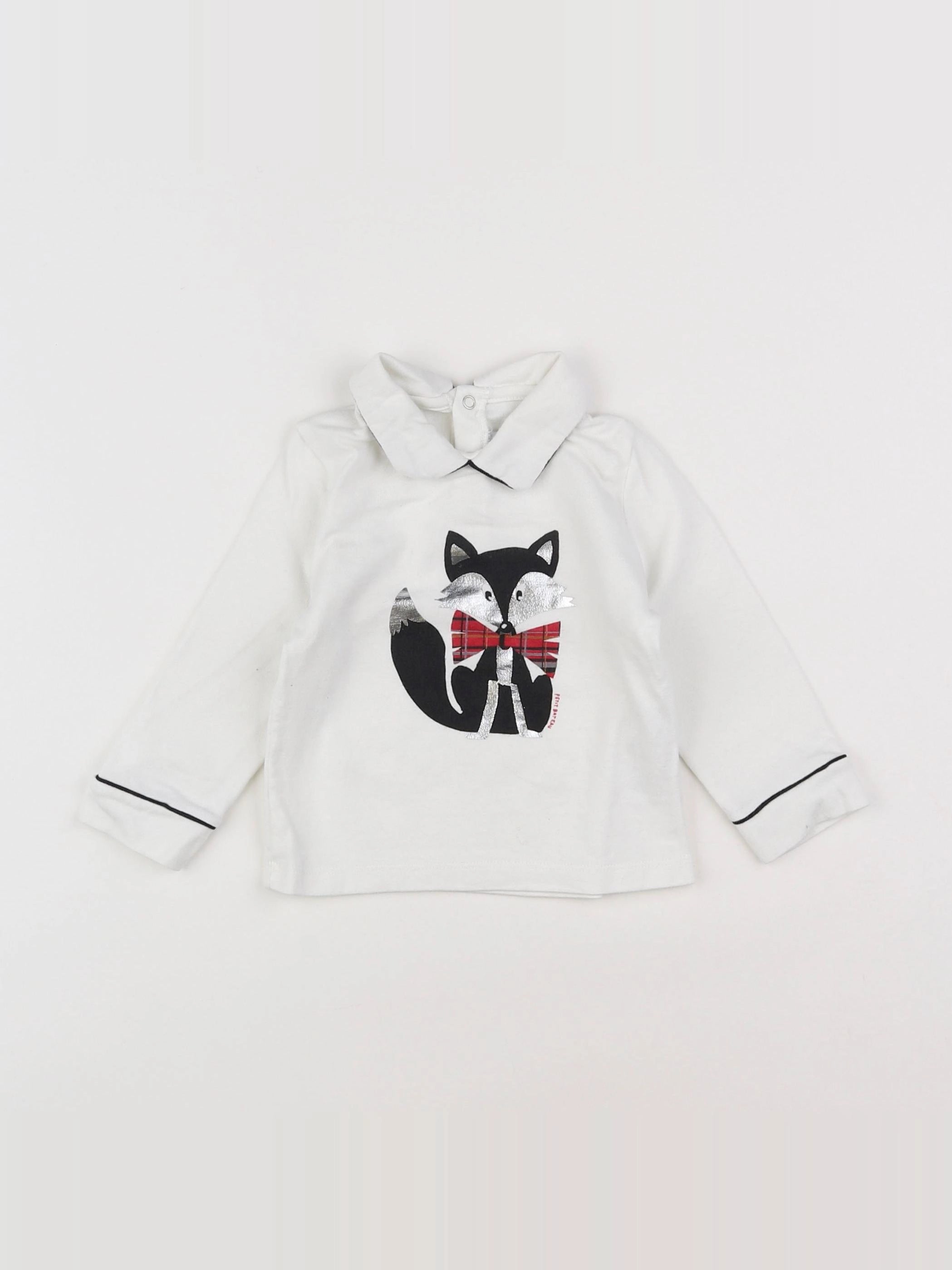 Petit Bateau - tee-shirt blanc - 12 mois