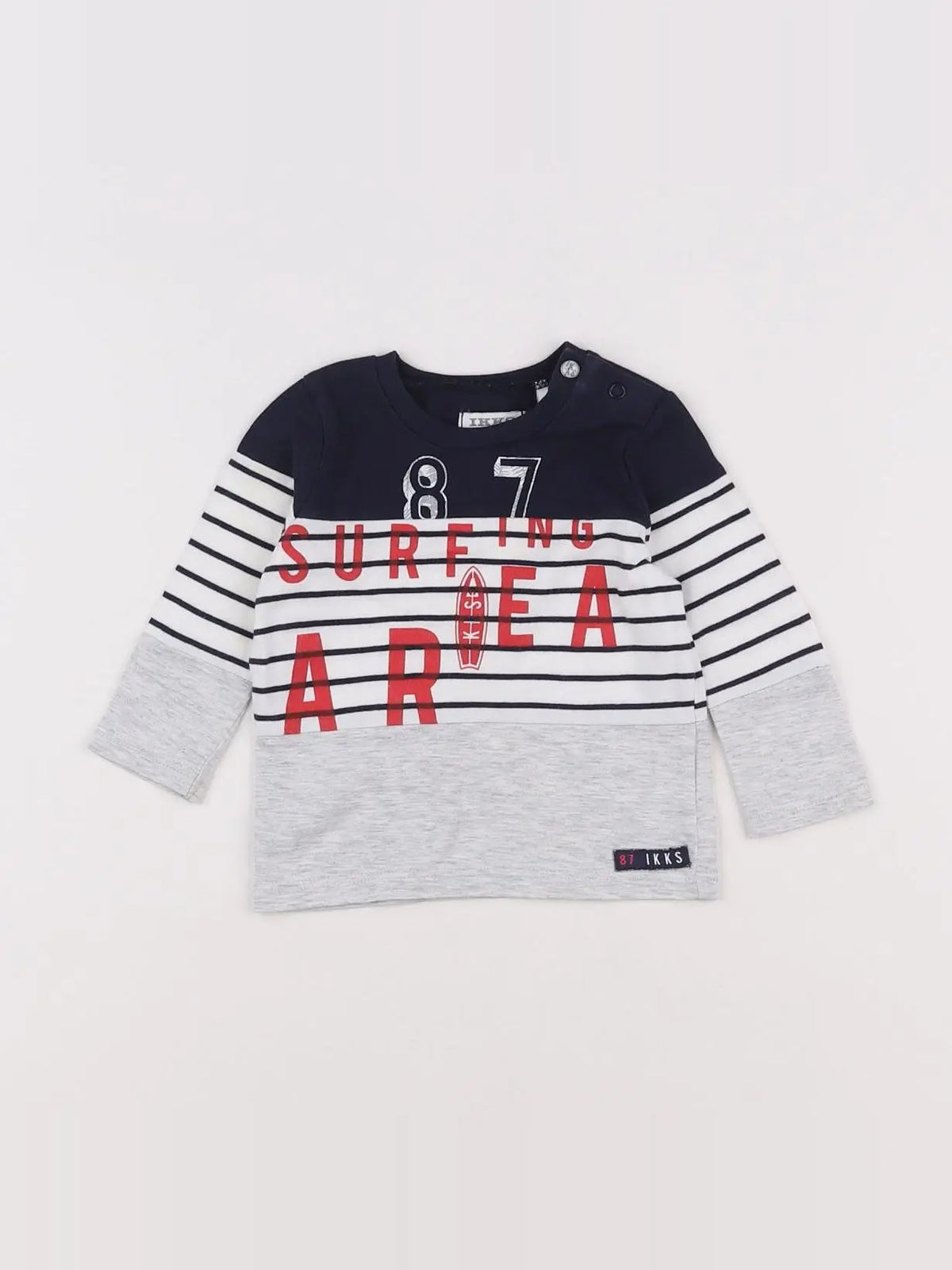 IKKS - tee-shirt bleu, gris - 3 mois