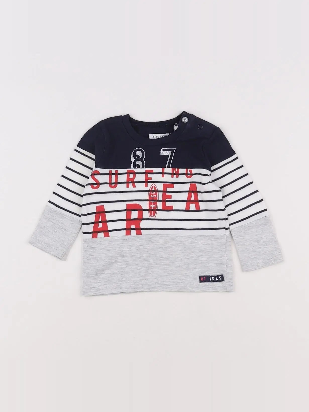 IKKS - tee-shirt bleu, gris - 3 mois