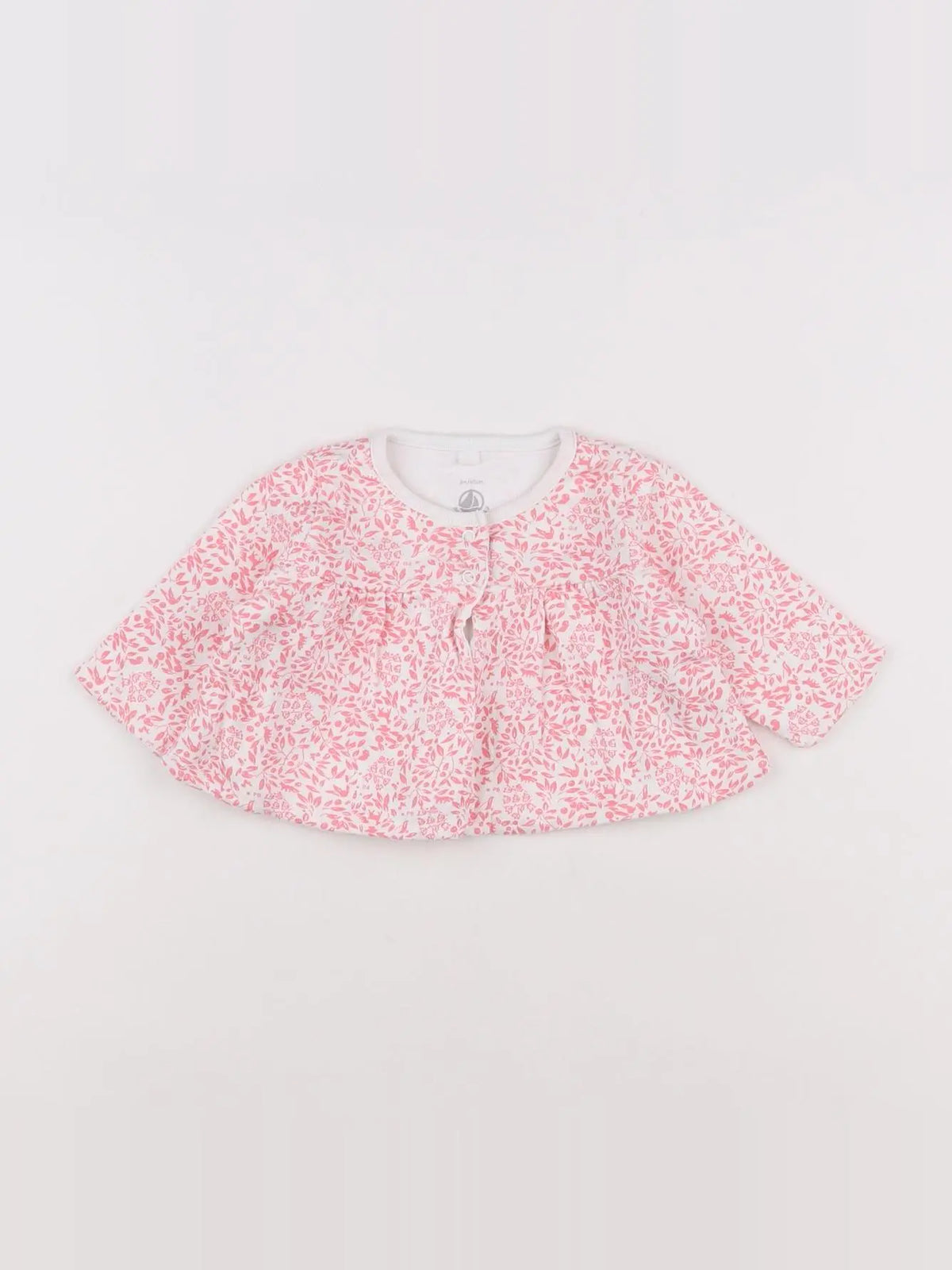 Petit Bateau - tee-shirt blanc, rose - 3 mois