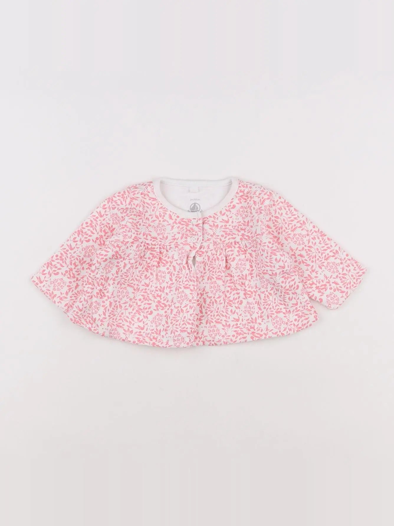 Petit Bateau - tee-shirt blanc, rose - 3 mois