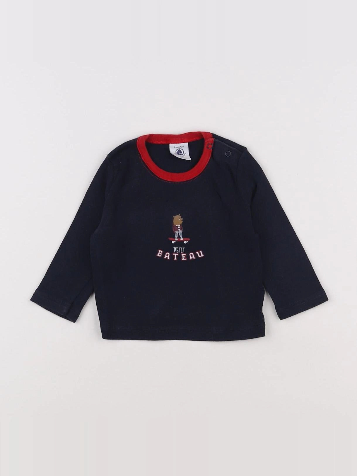 Petit Bateau - tee-shirt bleu, rouge - 6 mois