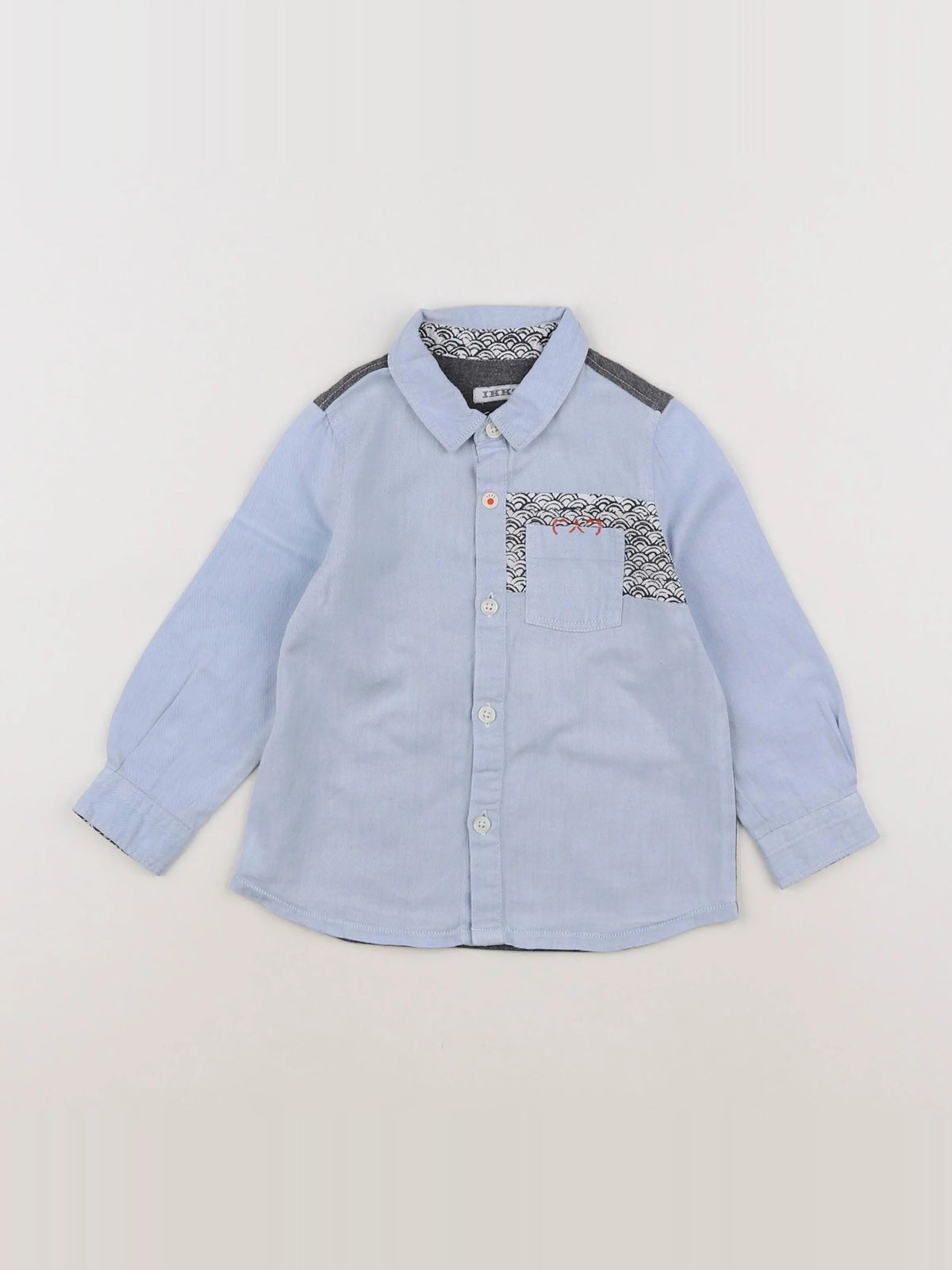 IKKS - chemise imprimé au dos bleu, gris - 18 mois