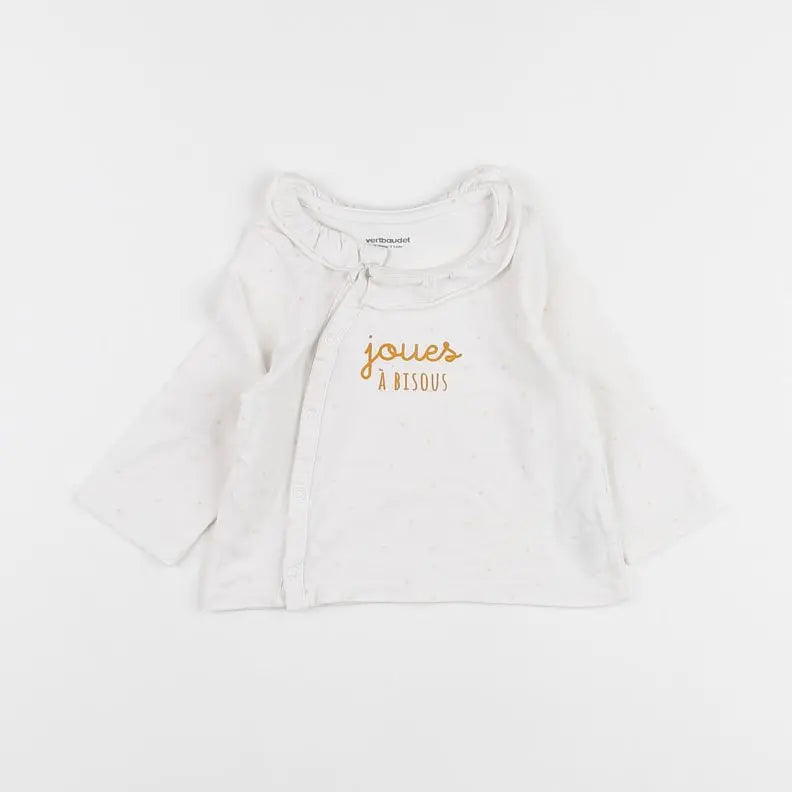 Vertbaudet - tee-shirt blanc, rose - 9 mois