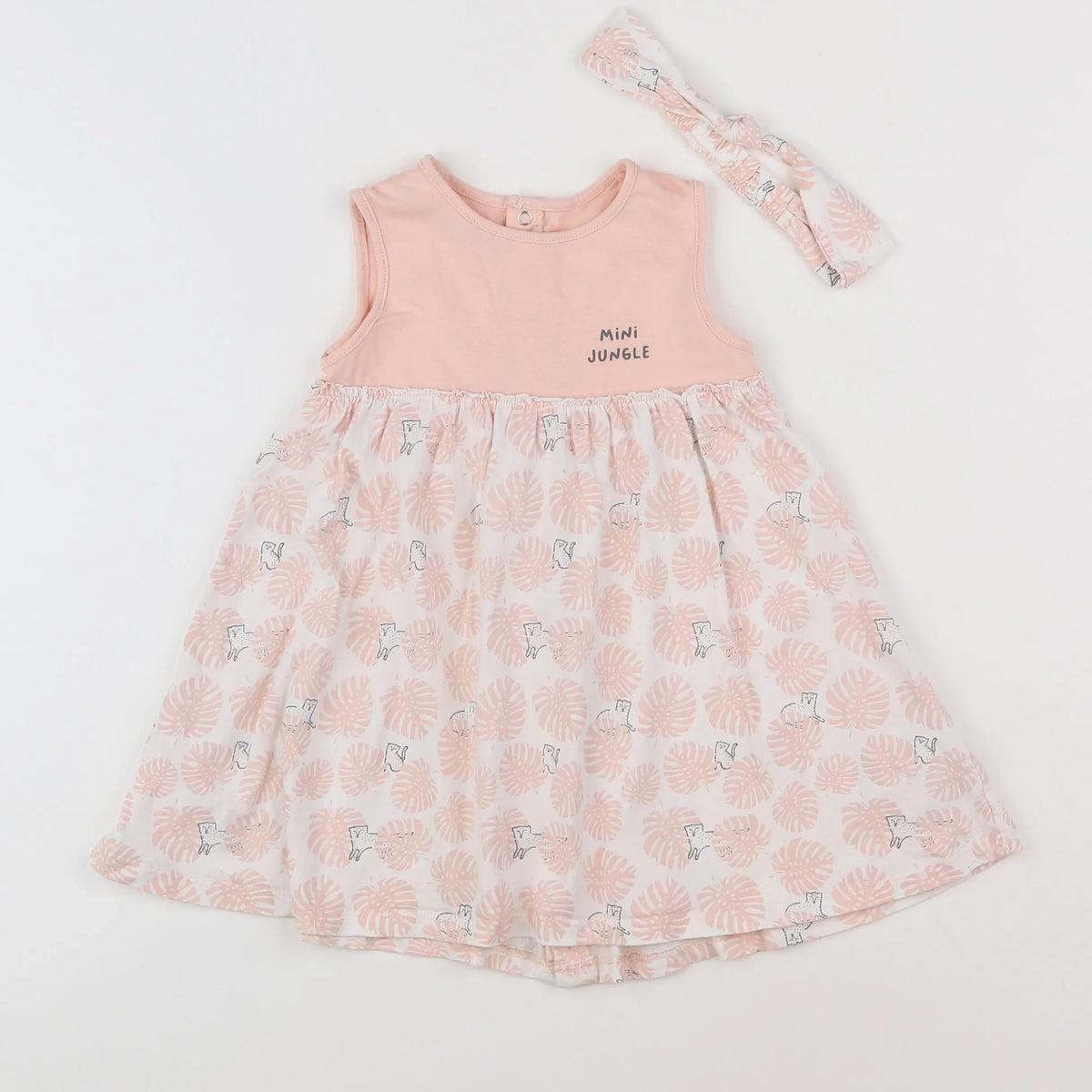 Vertbaudet - robe blanc, rose - 18 mois
